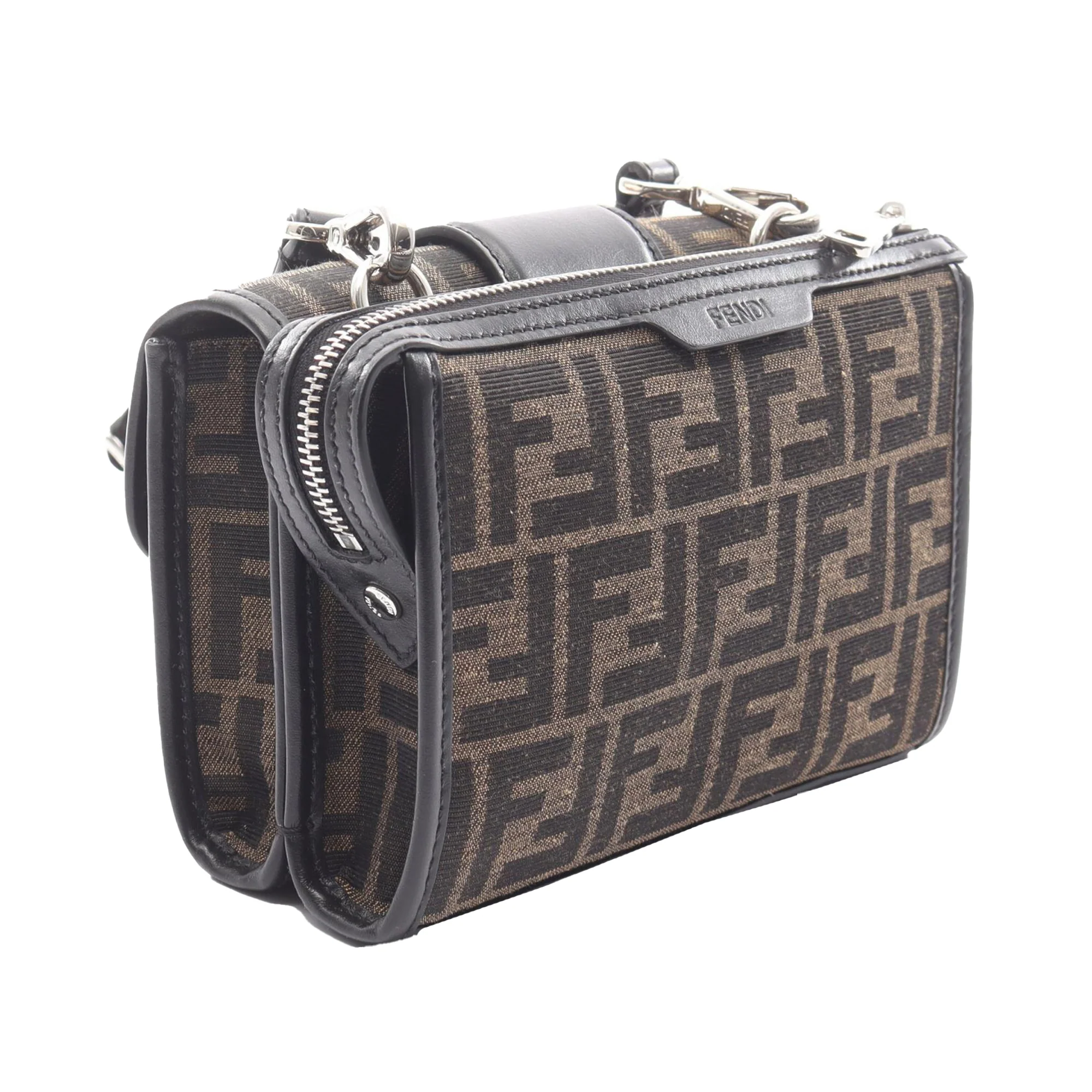 Fendi | Pre-Owned Zucca Canvas Double Baguette Crossbody | Brown - Image 2