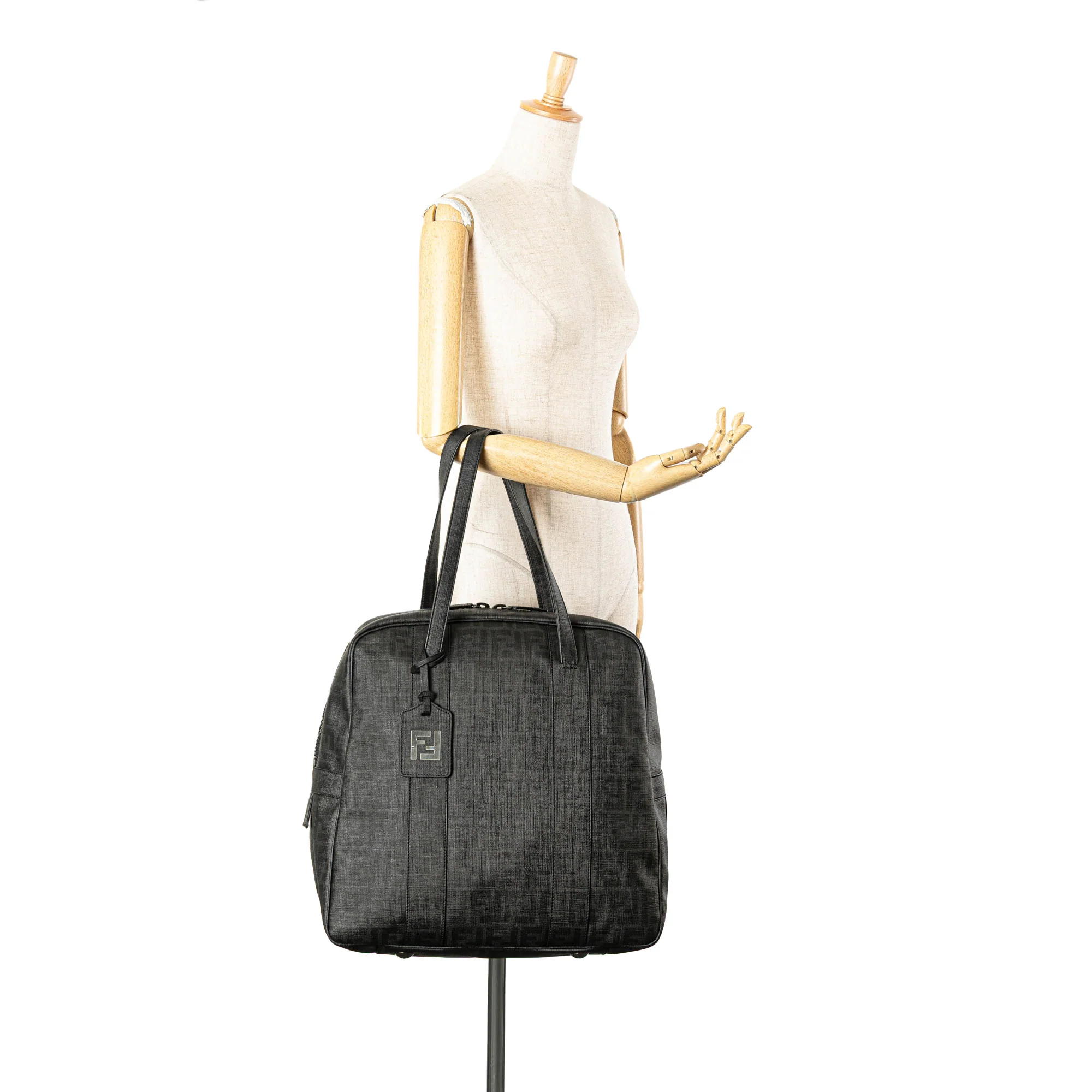 Fendi | Pre-Owned Zucca Coated Canvas Handbag | Gray/Dark Gray - Image 2