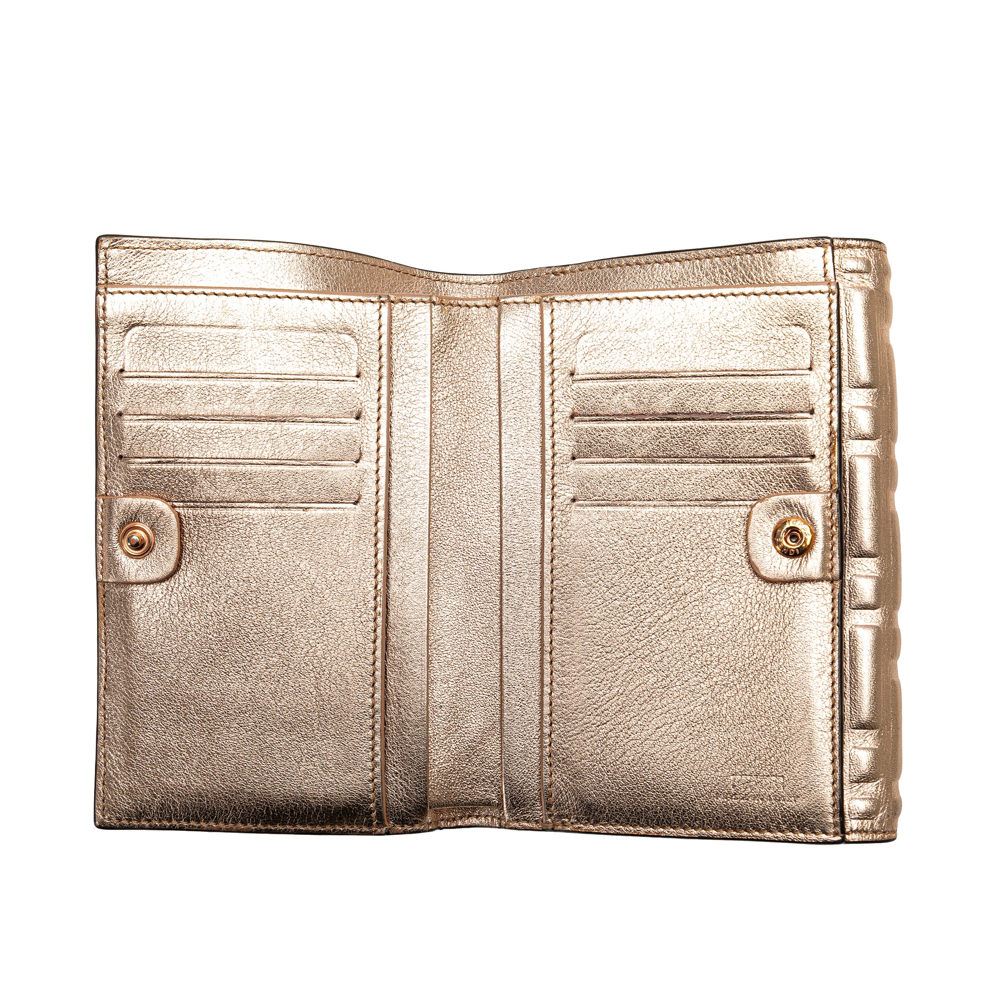 Fendi | Pre-Owned Zucca Embossed Compact Wallet | Gold - Image 5