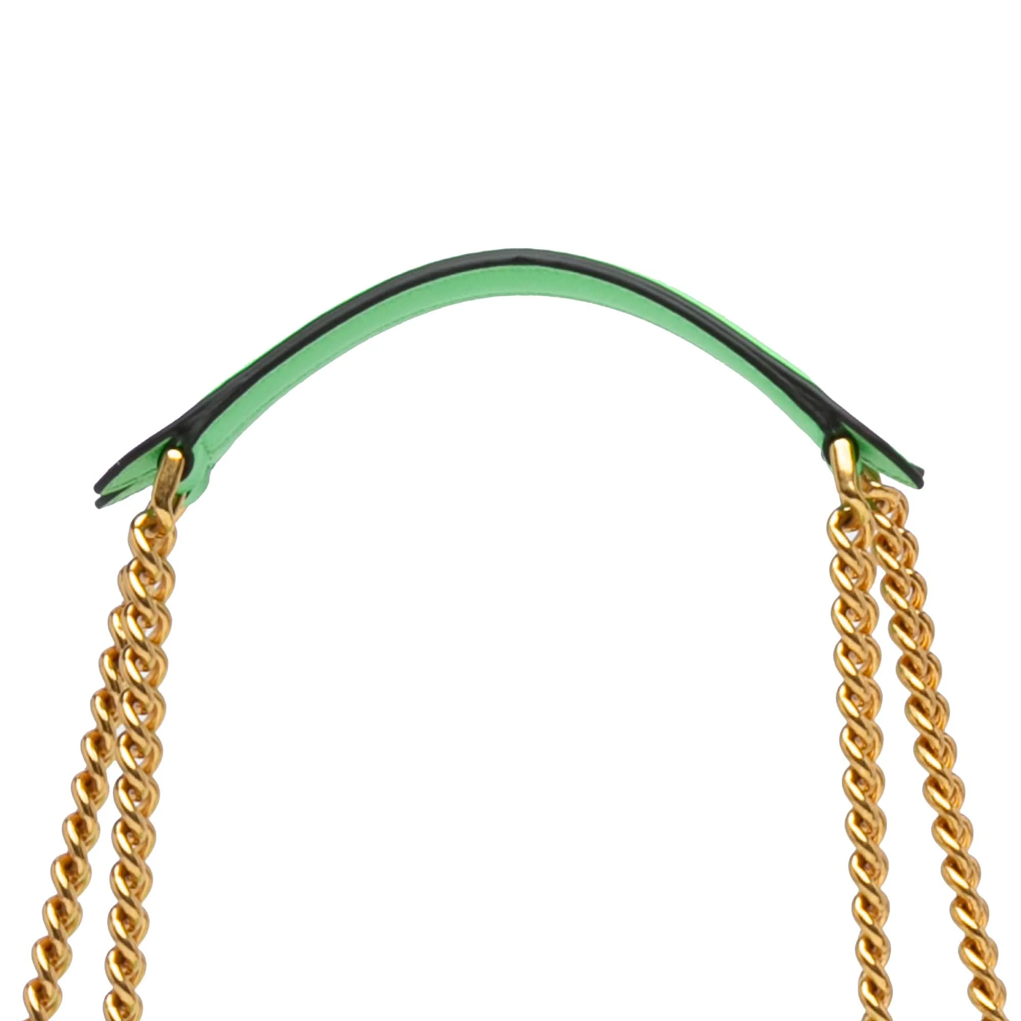 Fendi | Pre-Owned Zucca Embossed Leather Chain Midi Baguette - I | Green/Light Green - Image 11