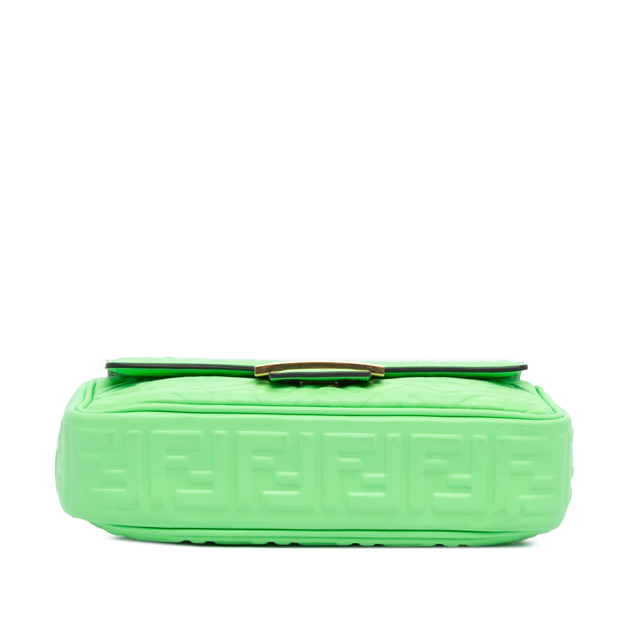 Fendi | Pre-Owned Zucca Embossed Leather Chain Midi Baguette - II | Green/Light Green - Image 3