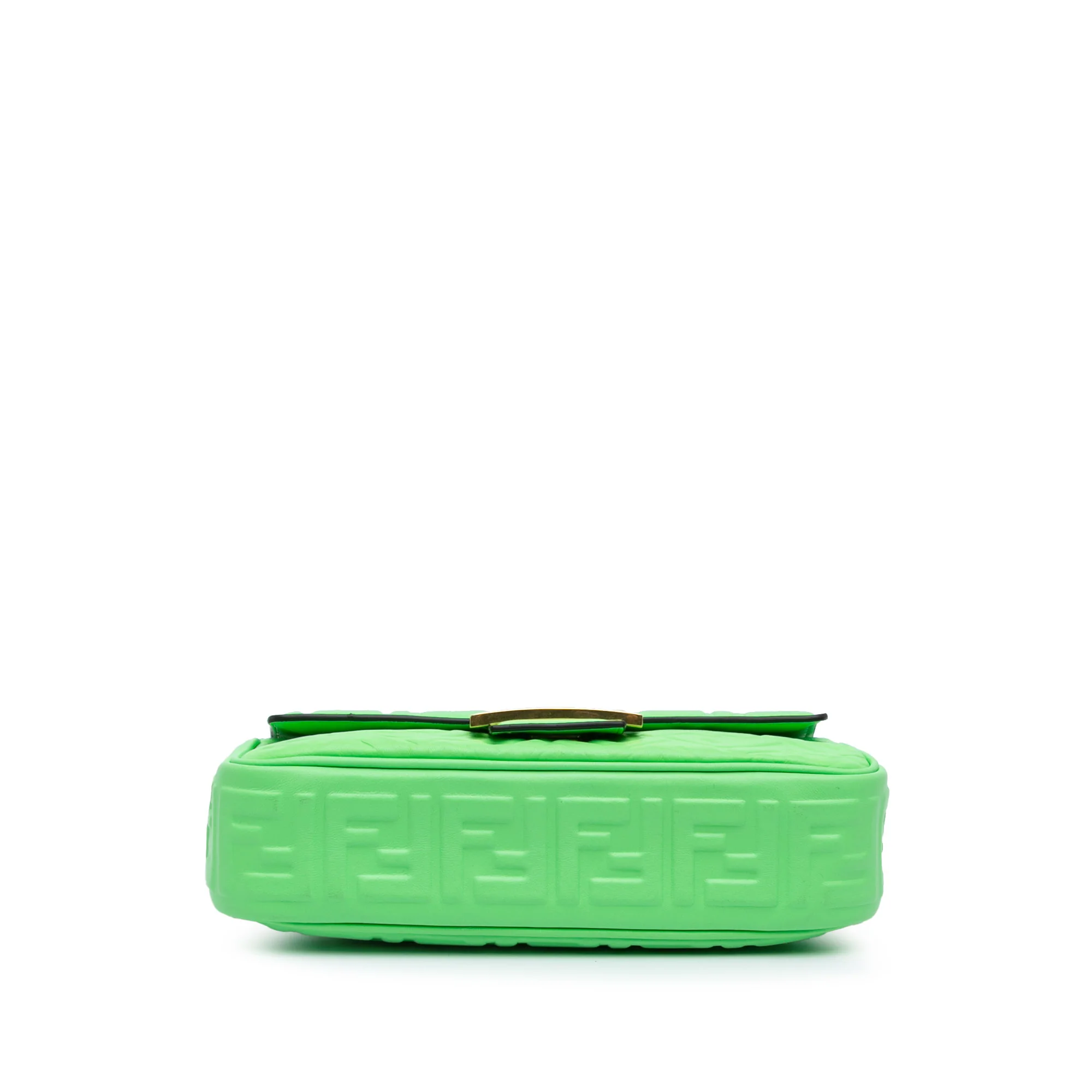Fendi | Pre-Owned Zucca Embossed Leather Chain Midi Baguette - III | Green/Light Green - Image 5