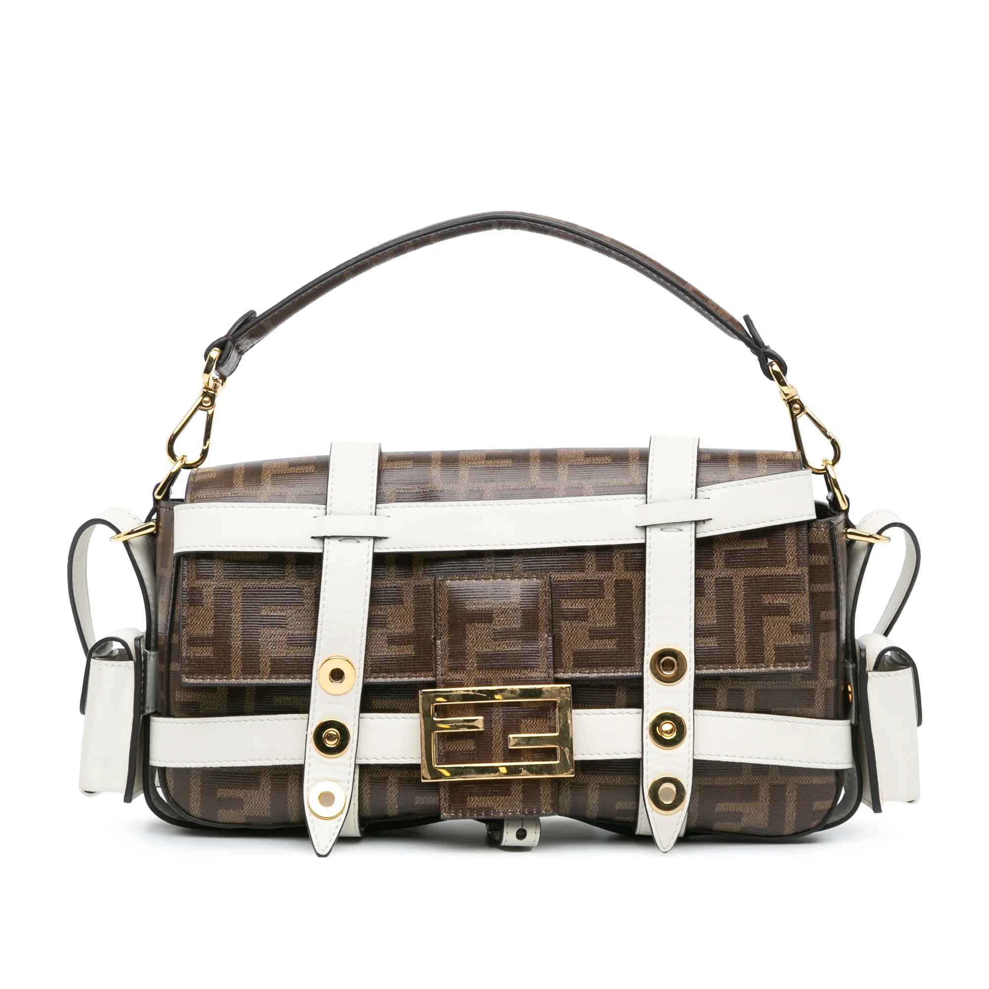 Fendi | Pre-Owned Zucca Glazed Fabric Cage Baguette Satchel - I | Brown