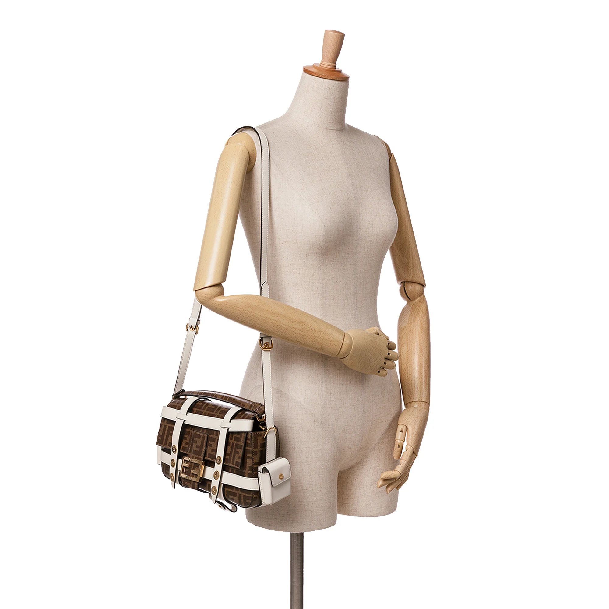 Fendi | Pre-Owned Zucca Glazed Fabric Cage Baguette Satchel - I | Brown - Image 10