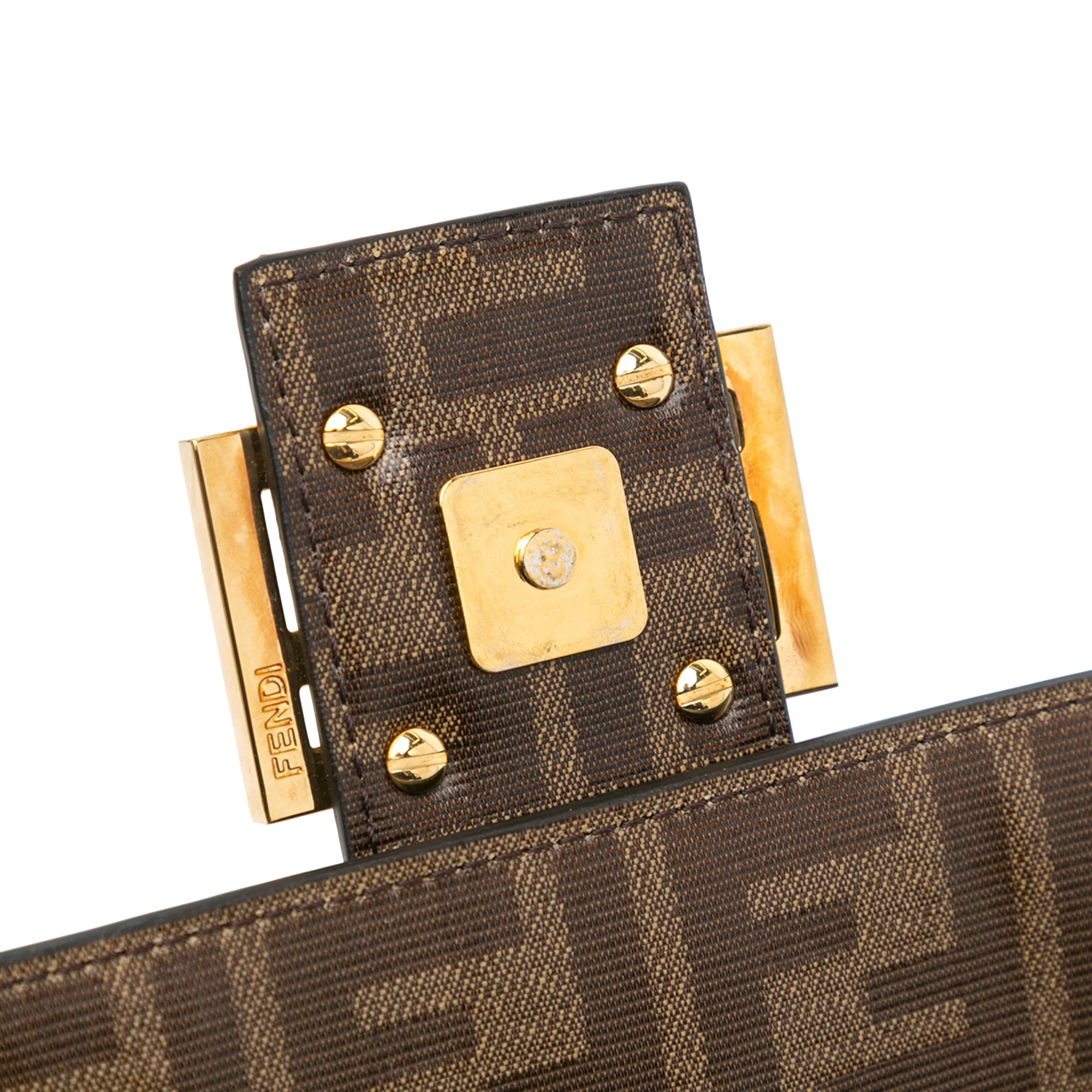 Fendi | Pre-Owned Zucca Glazed Fabric Cage Baguette Satchel - I | Brown - Image 9