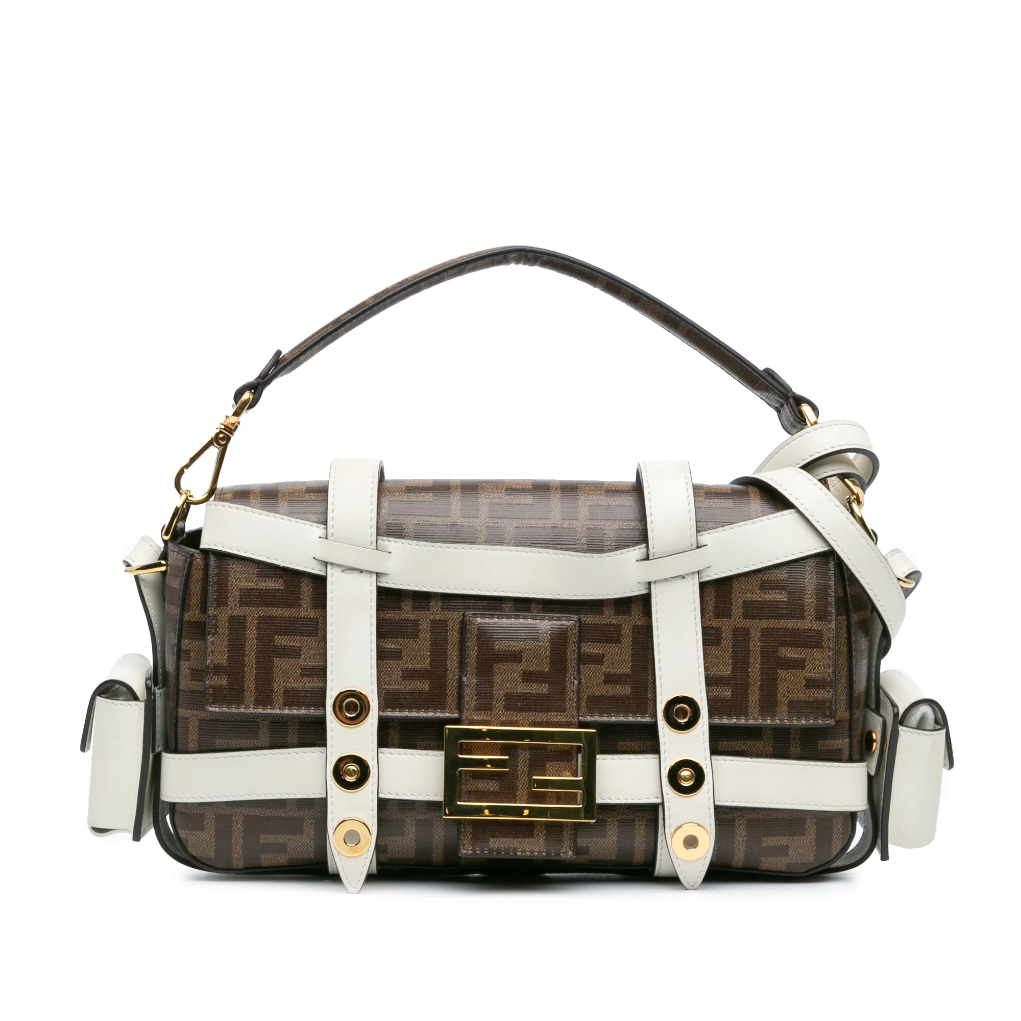 Fendi | Pre-Owned Zucca Glazed Fabric Cage Baguette Satchel - II | Brown