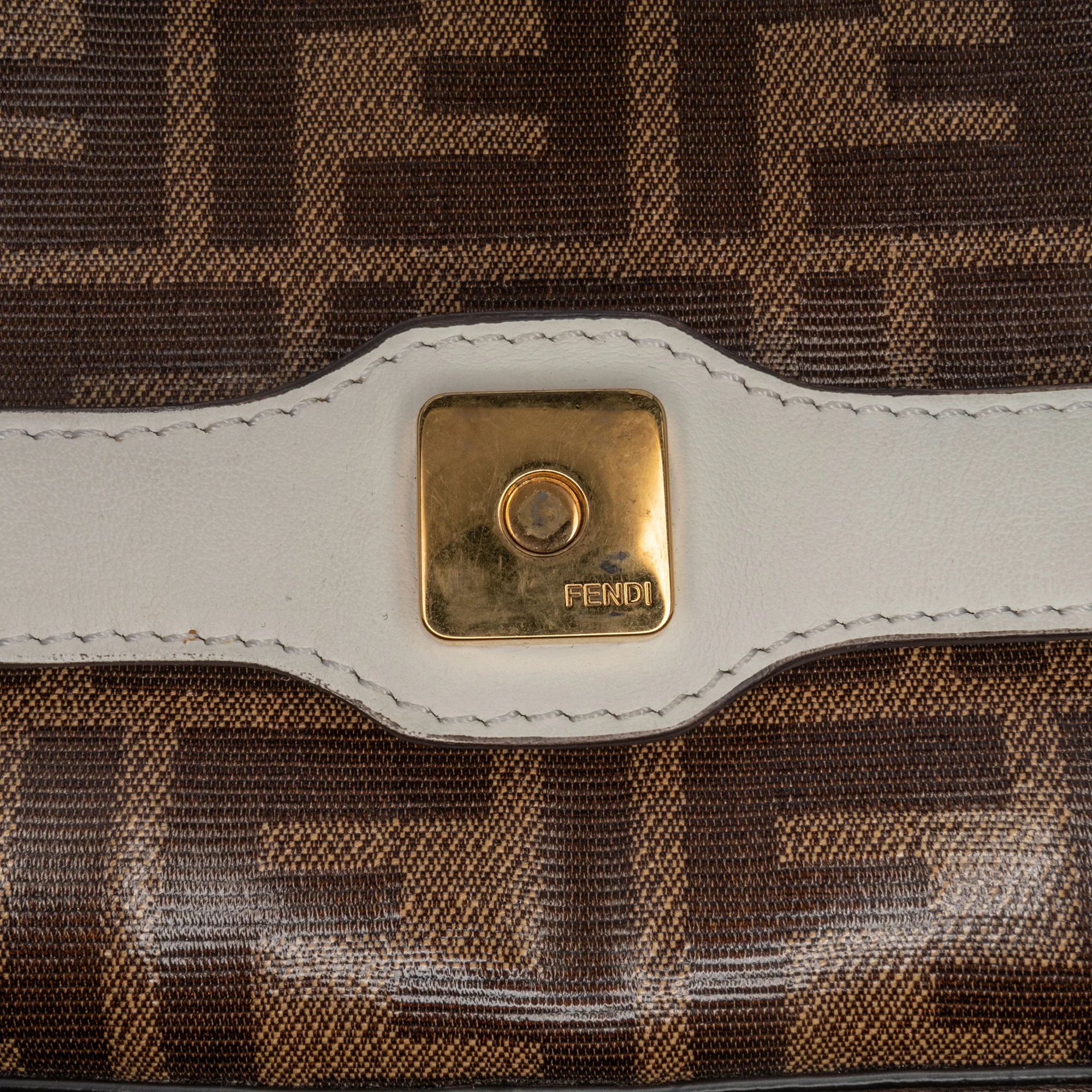 Fendi | Pre-Owned Zucca Glazed Fabric Cage Baguette Satchel - II | Brown - Image 11