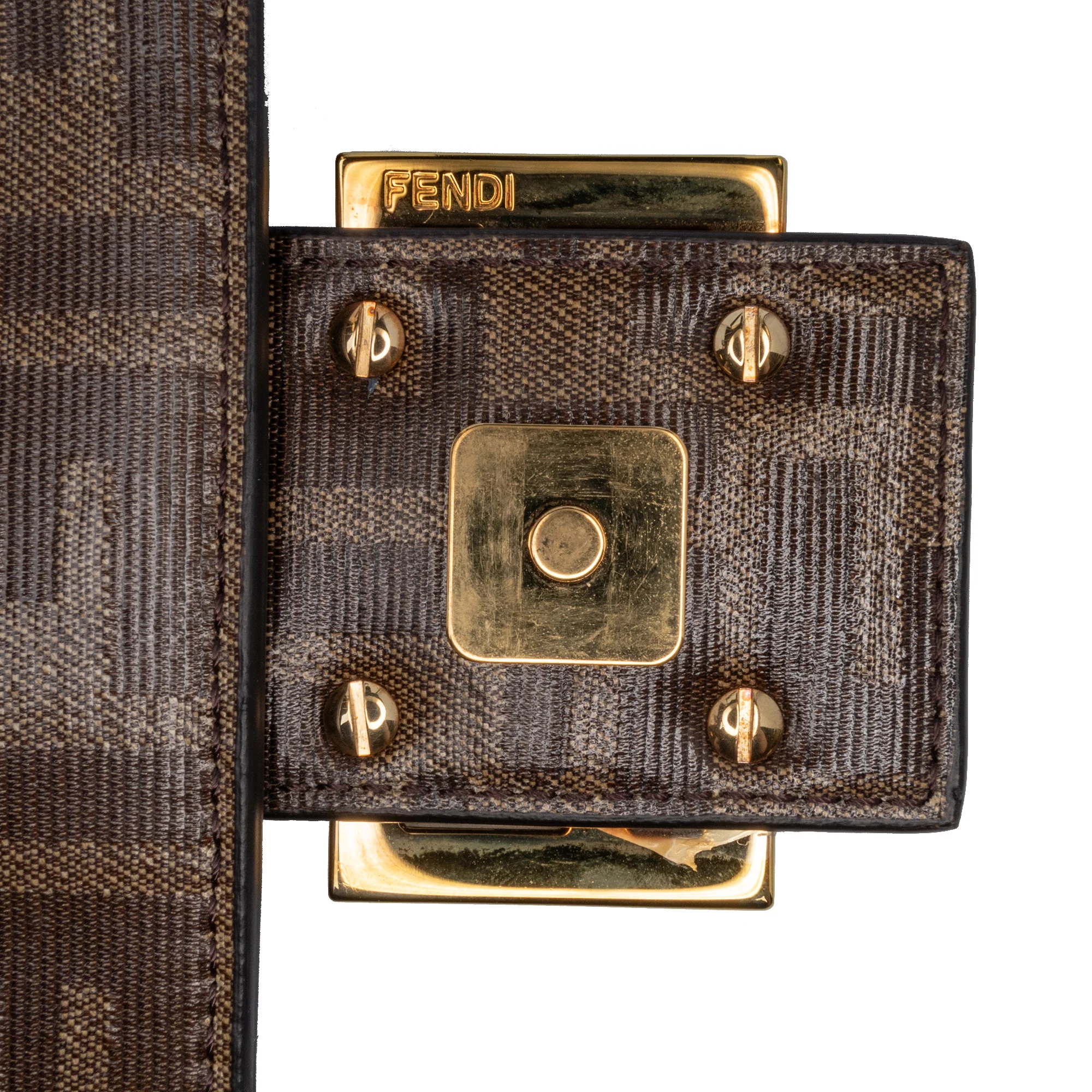 Fendi | Pre-Owned Zucca Glazed Fabric Cage Baguette Satchel - II | Brown - Image 3