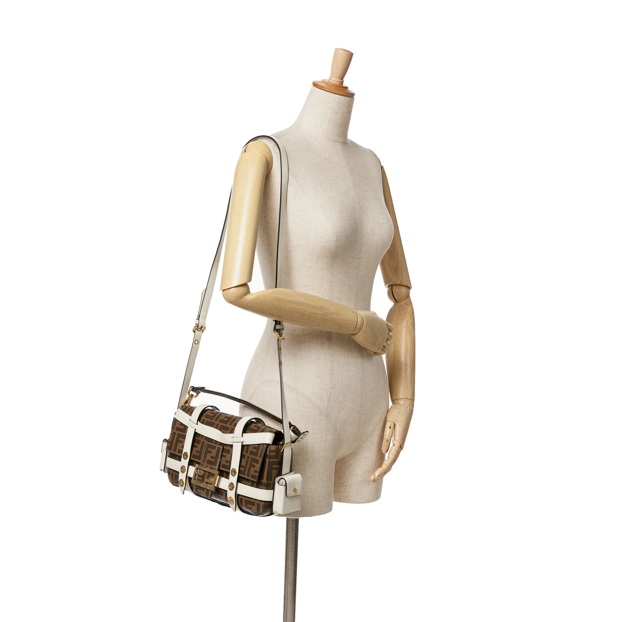 Fendi | Pre-Owned Zucca Glazed Fabric Cage Baguette Satchel - II | Brown - Image 4