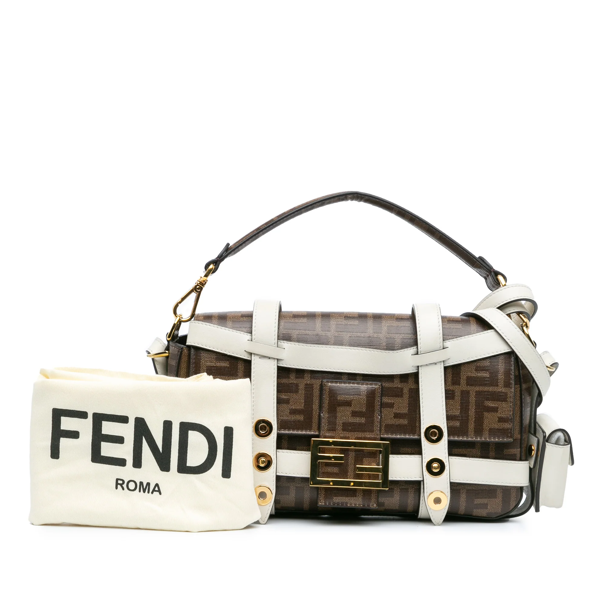Fendi | Pre-Owned Zucca Glazed Fabric Cage Baguette Satchel - II | Brown - Image 5