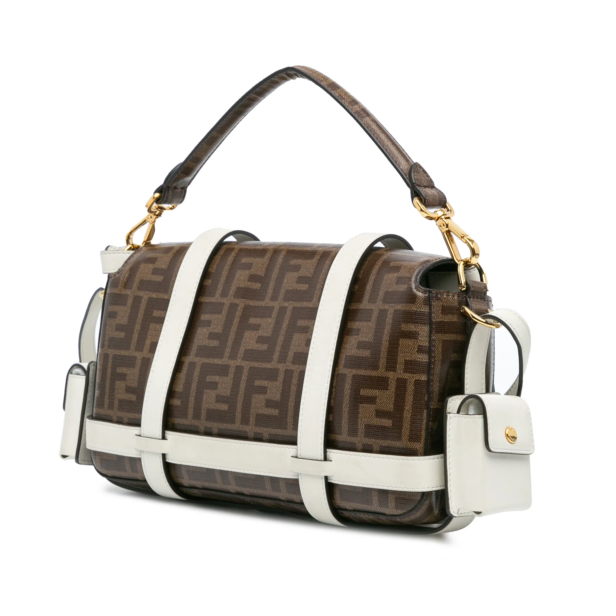 Fendi | Pre-Owned Zucca Glazed Fabric Cage Baguette Satchel - II | Brown - Image 6