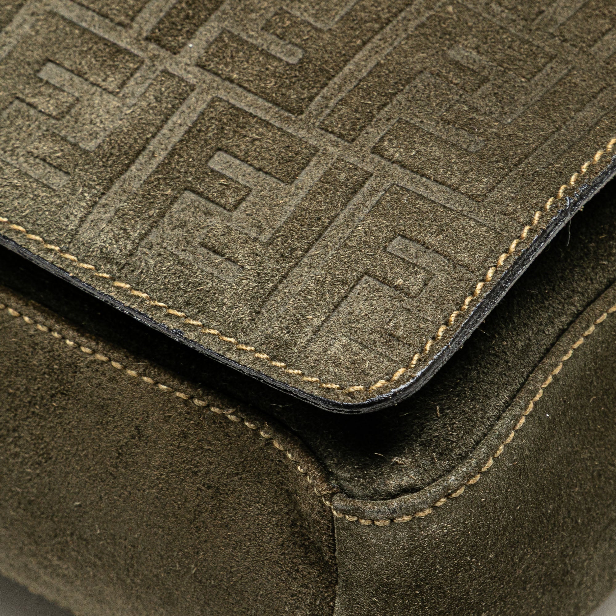 Fendi | Pre-Owned Zucca Suede Messenger Bag | Brown/Dark Khaki - Image 12