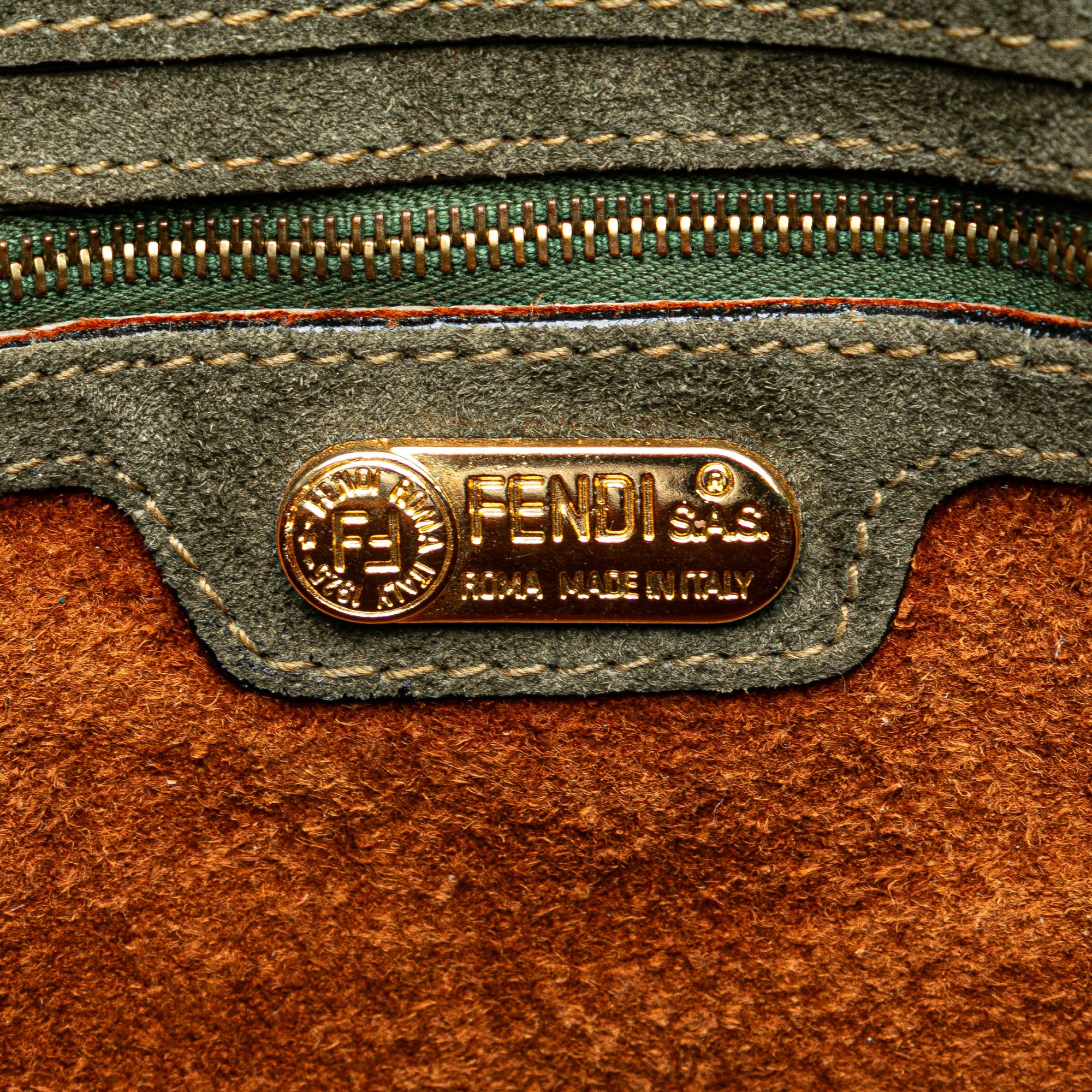 Fendi | Pre-Owned Zucca Suede Messenger Bag | Brown/Dark Khaki - Image 8