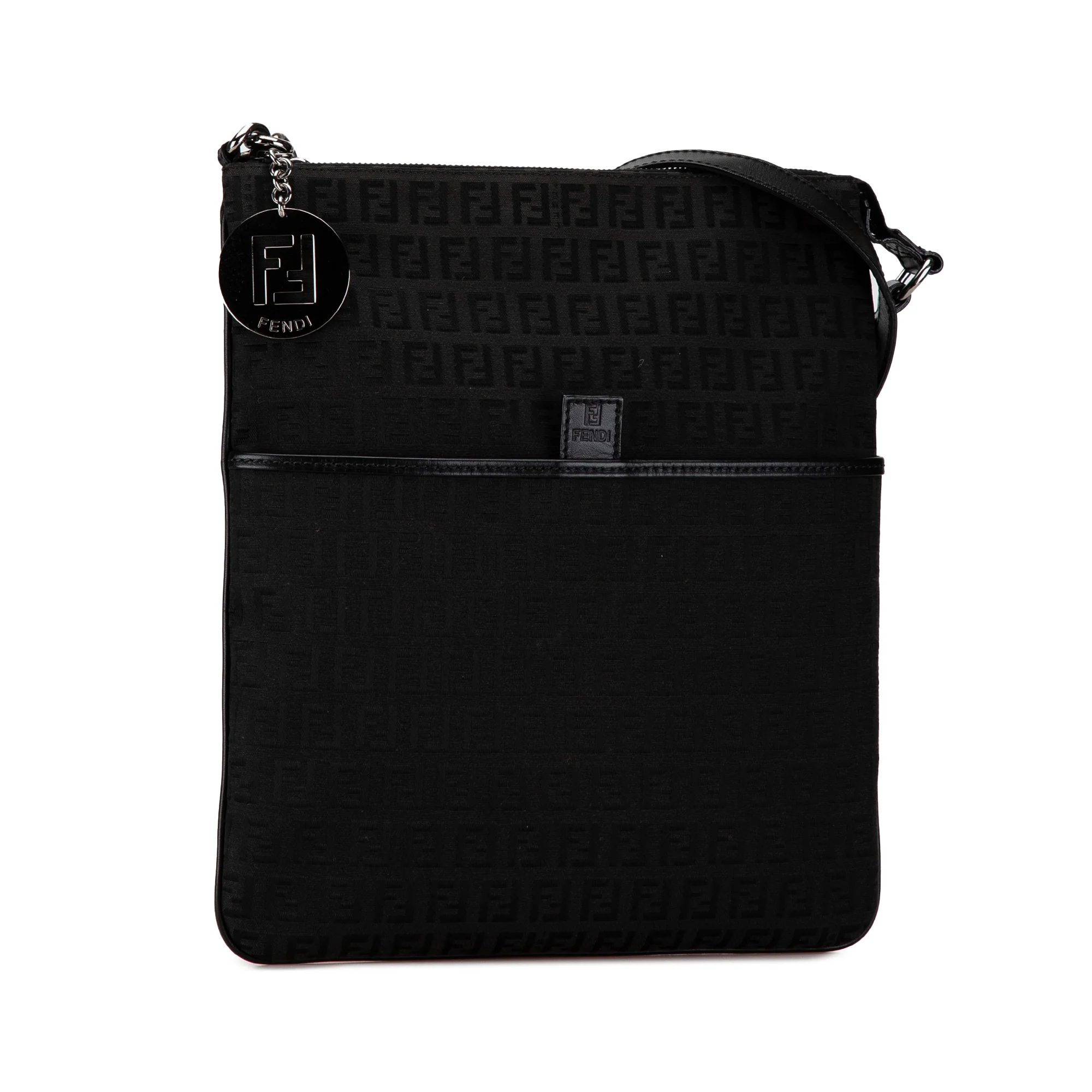 Fendi | Pre-Owned Zucchino Canvas Crossbody - V | Black - Image 4