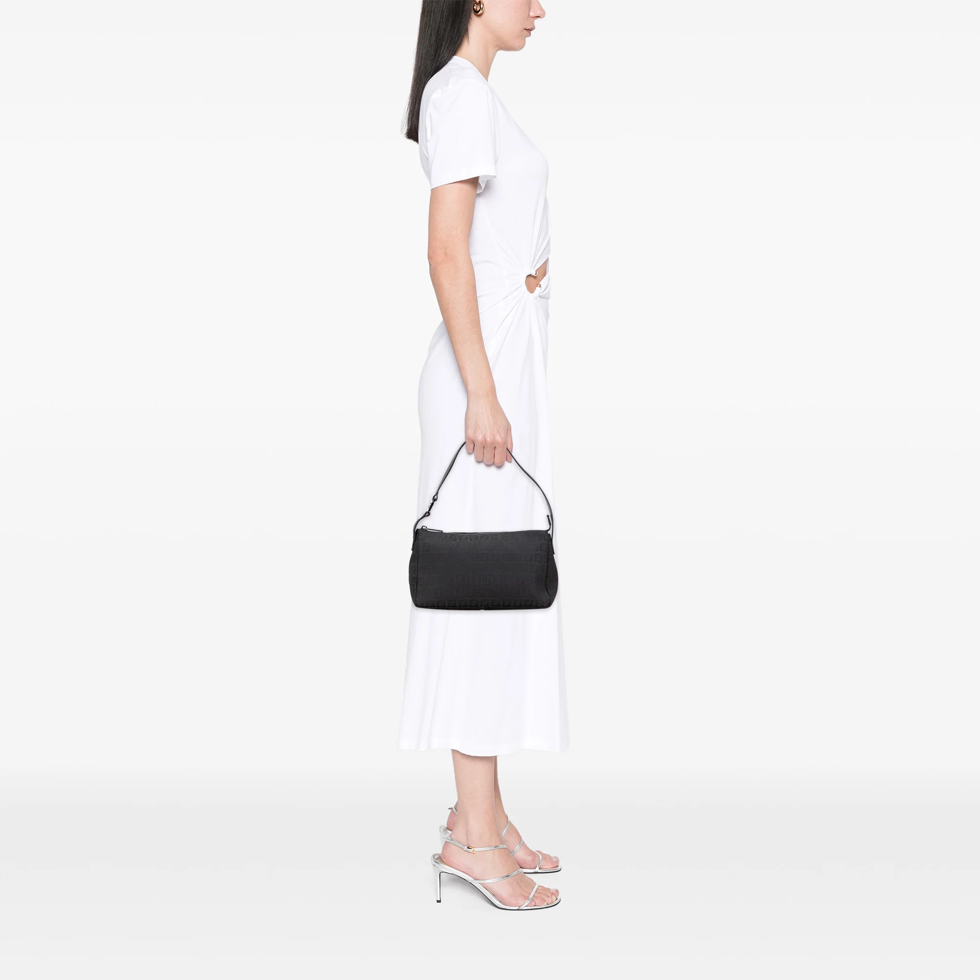 Fendi | Pre-Owned Zucchino Canvas Shoulder Bag | Black - Image 3