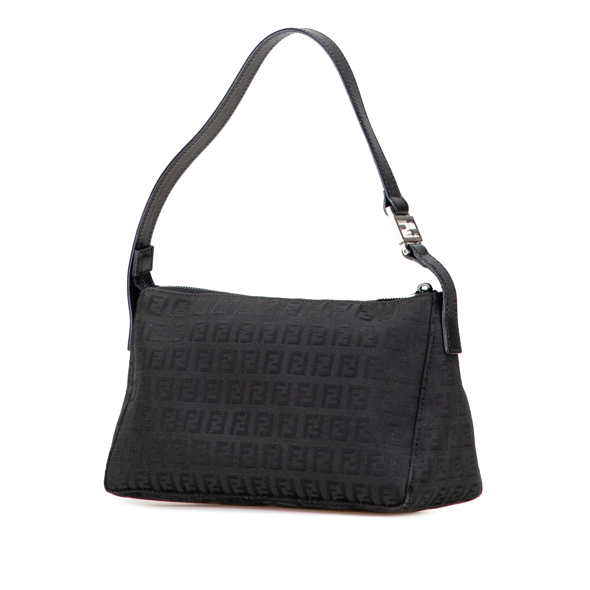 Fendi | Pre-Owned Zucchino Canvas Shoulder Bag | Black - Image 4