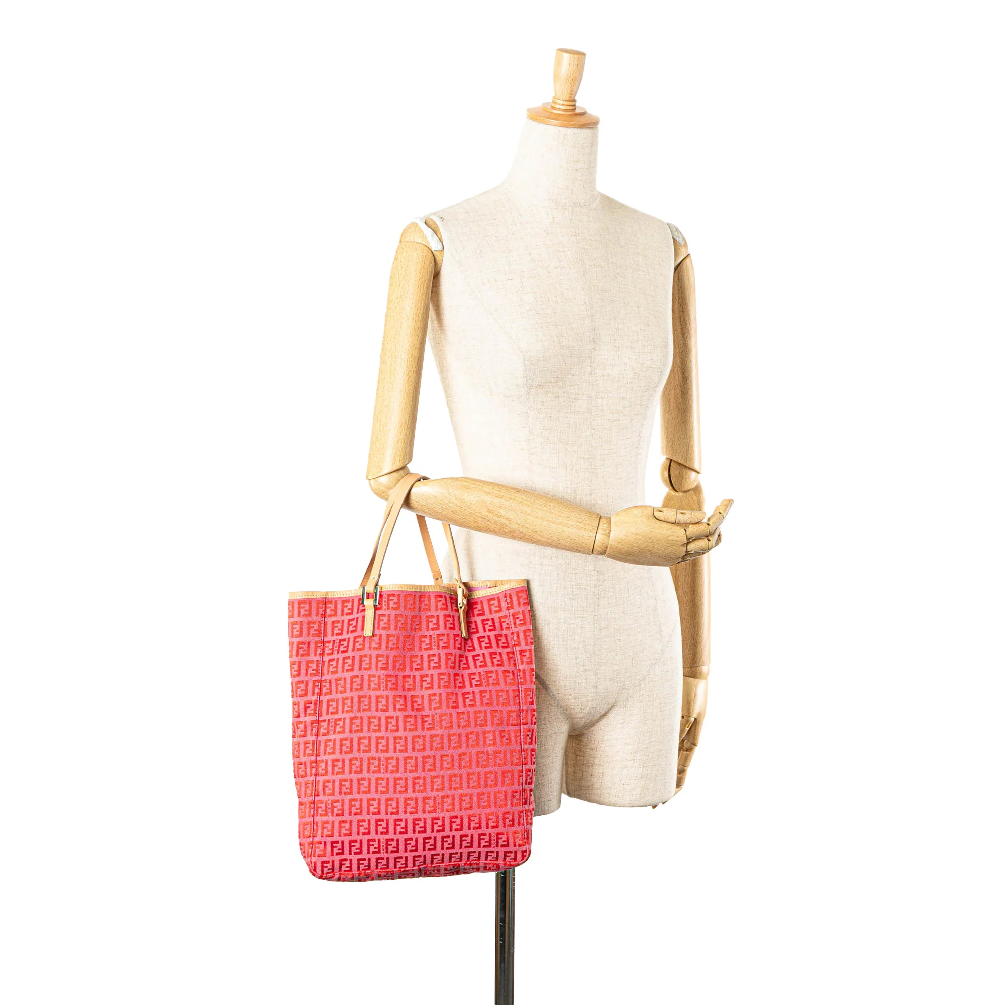 Fendi | Pre-Owned Zucchino Canvas Tote | Pink/Dark Pink - Image 3
