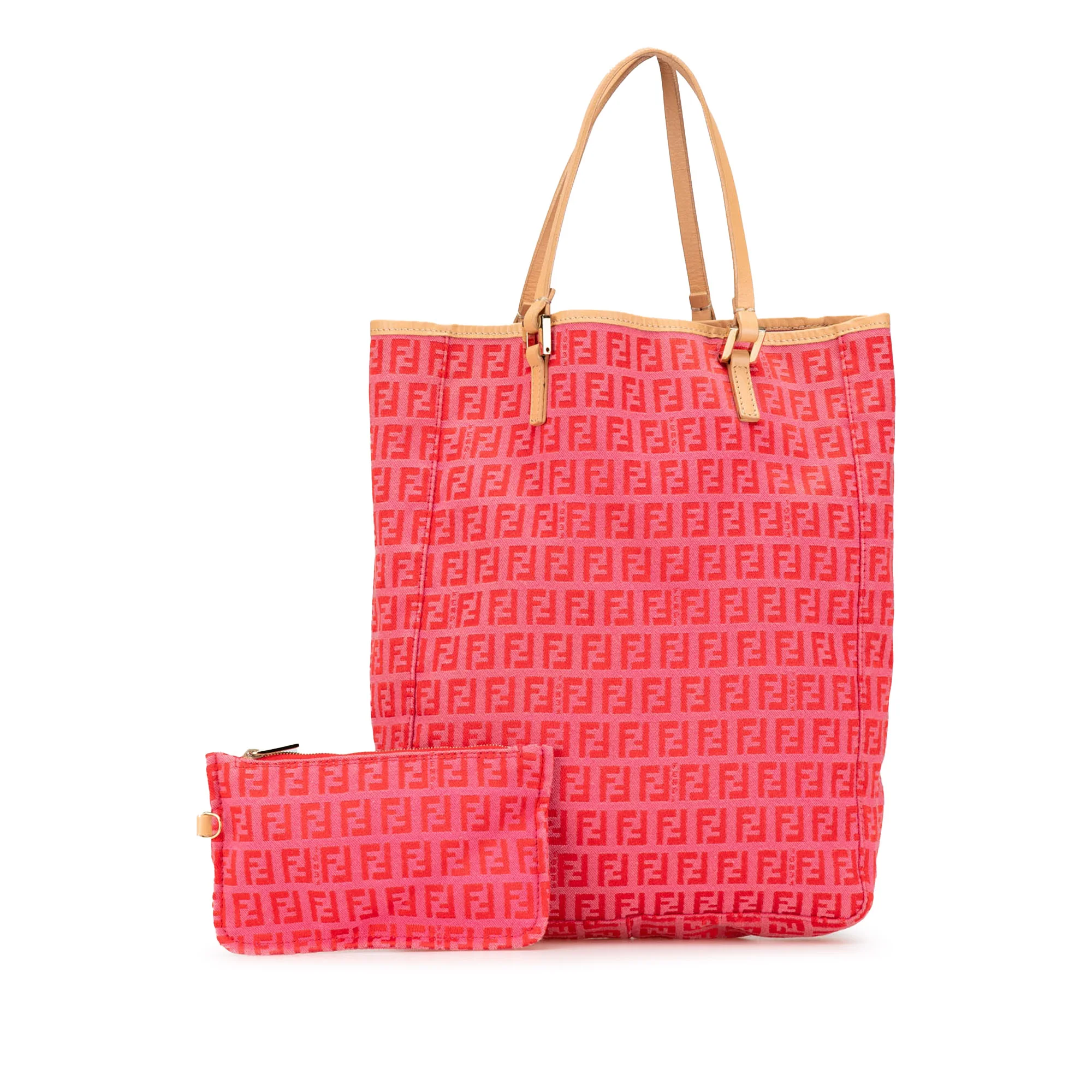 Fendi | Pre-Owned Zucchino Canvas Tote | Pink/Dark Pink - Image 4