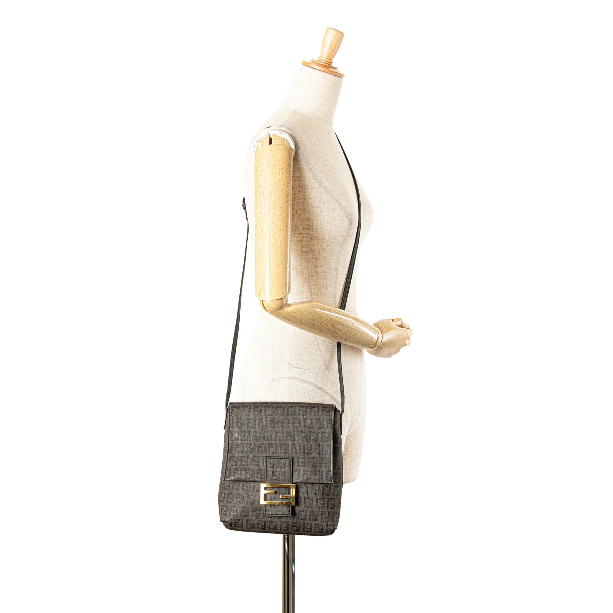 Fendi | Pre-Owned Zucchino Spalmati Crossbody | Brown - Image 4