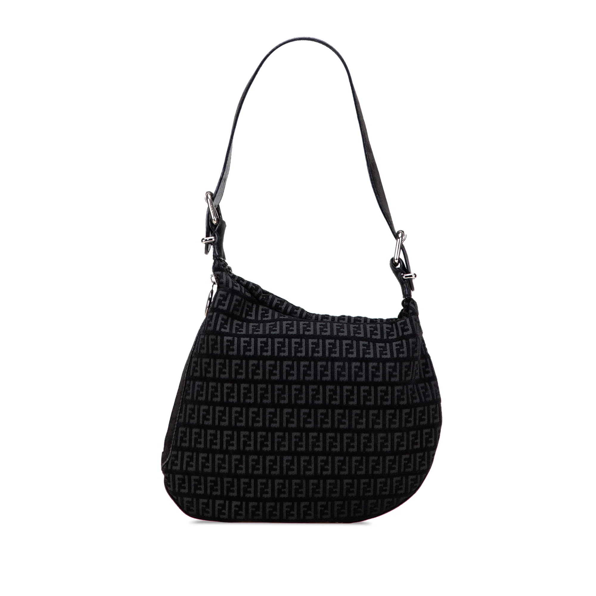 Fendi | Pre-Owned Zucchino Suede Oyster Shoulder Bag | Black