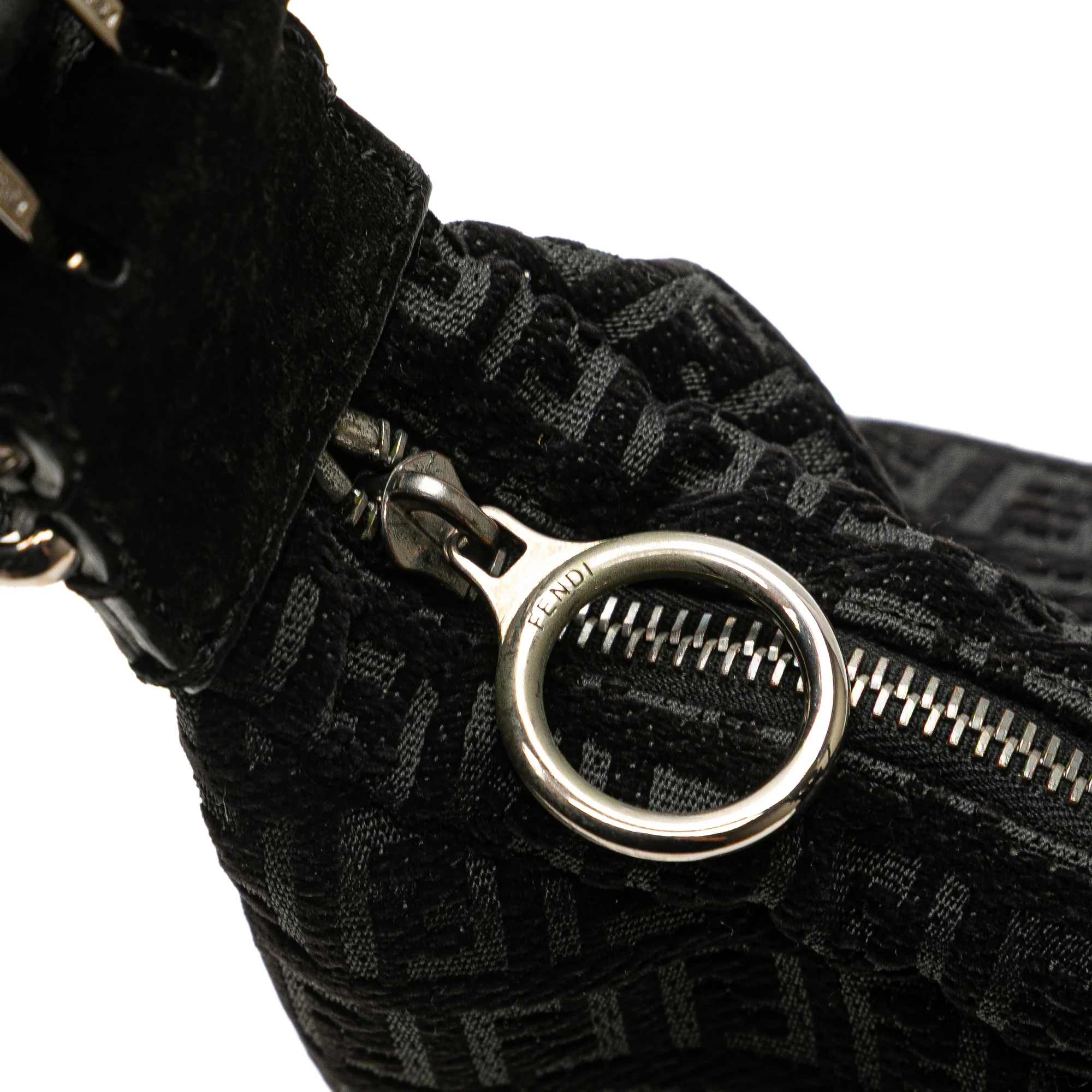 Fendi | Pre-Owned Zucchino Suede Oyster Shoulder Bag | Black - Image 9