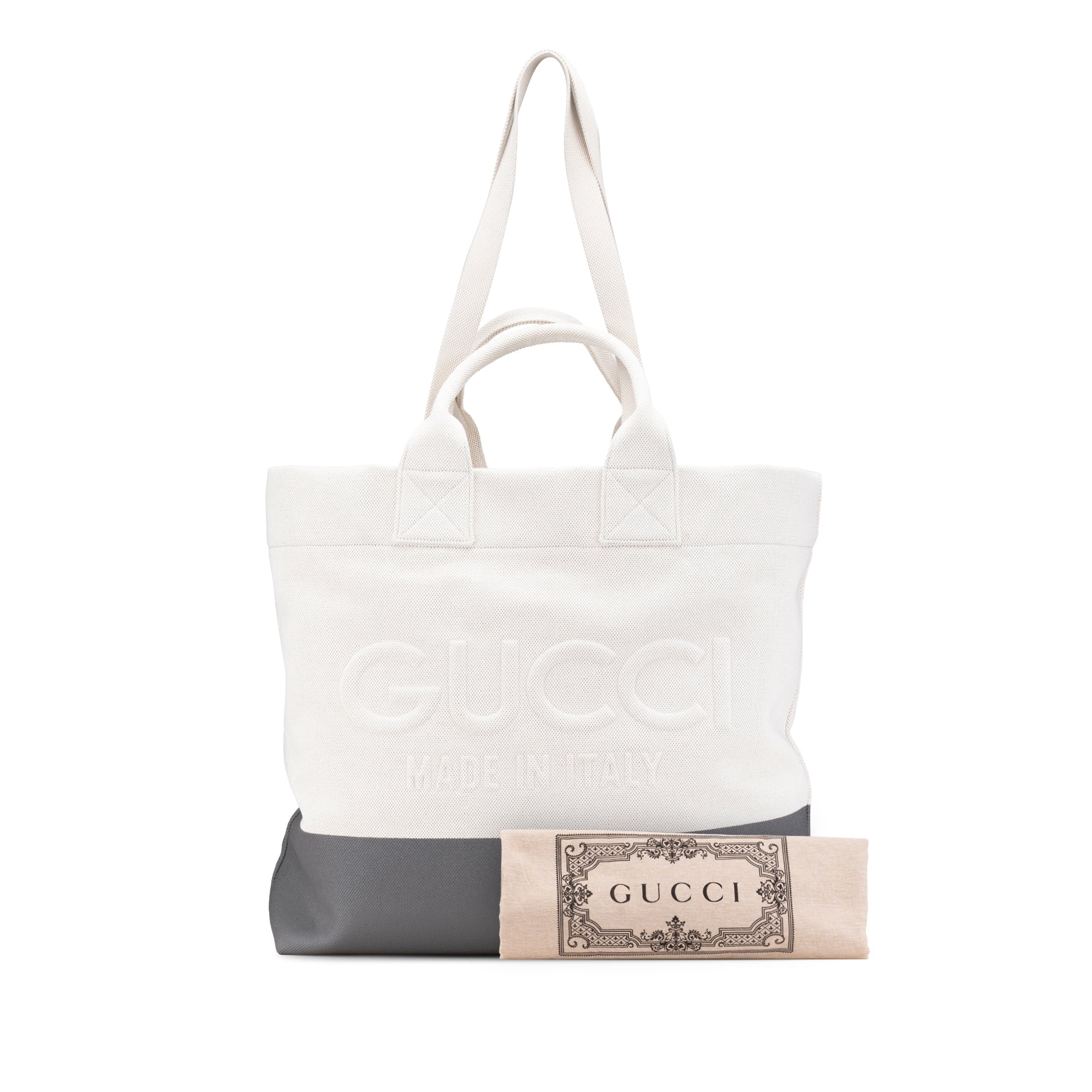 Gucci | Pre-Owned Canvas Embossed Logo Tote | White - Image 4