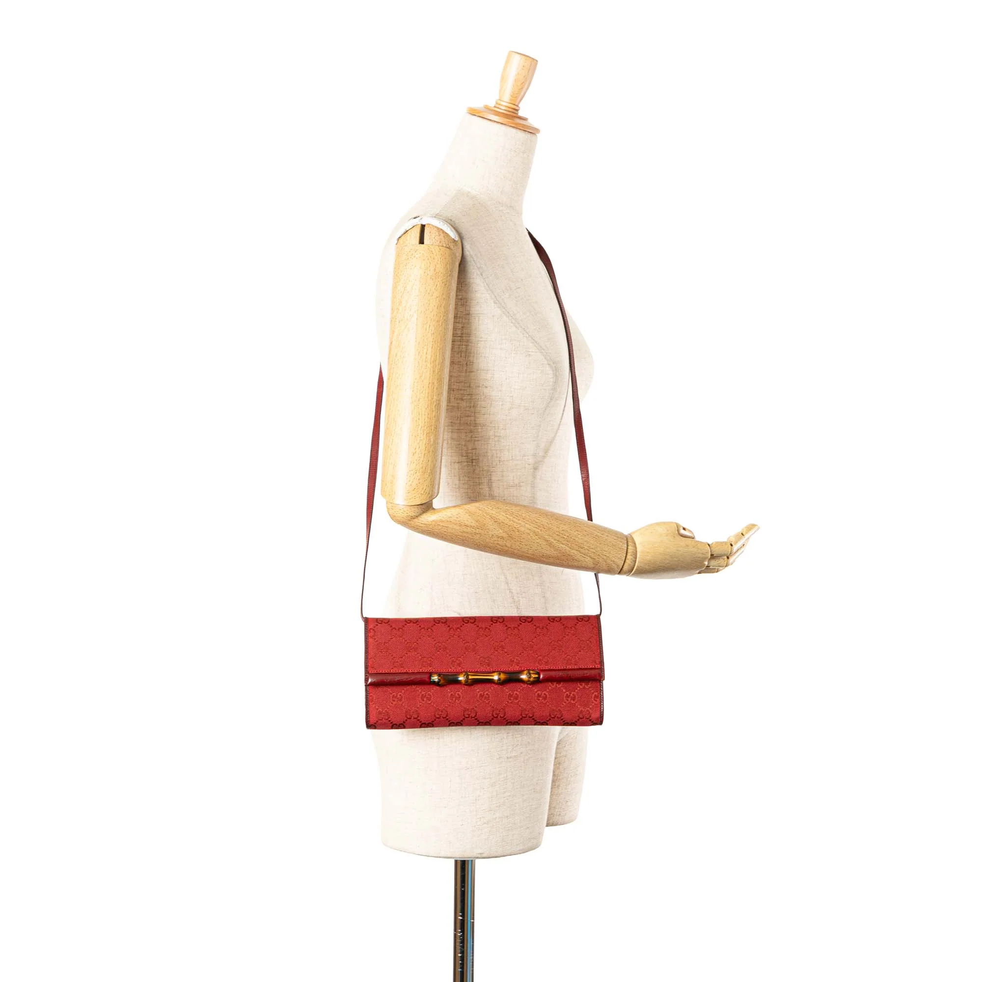 Gucci | Pre-Owned GG Canvas Bamboo Bar Crossbody | Red - Image 3