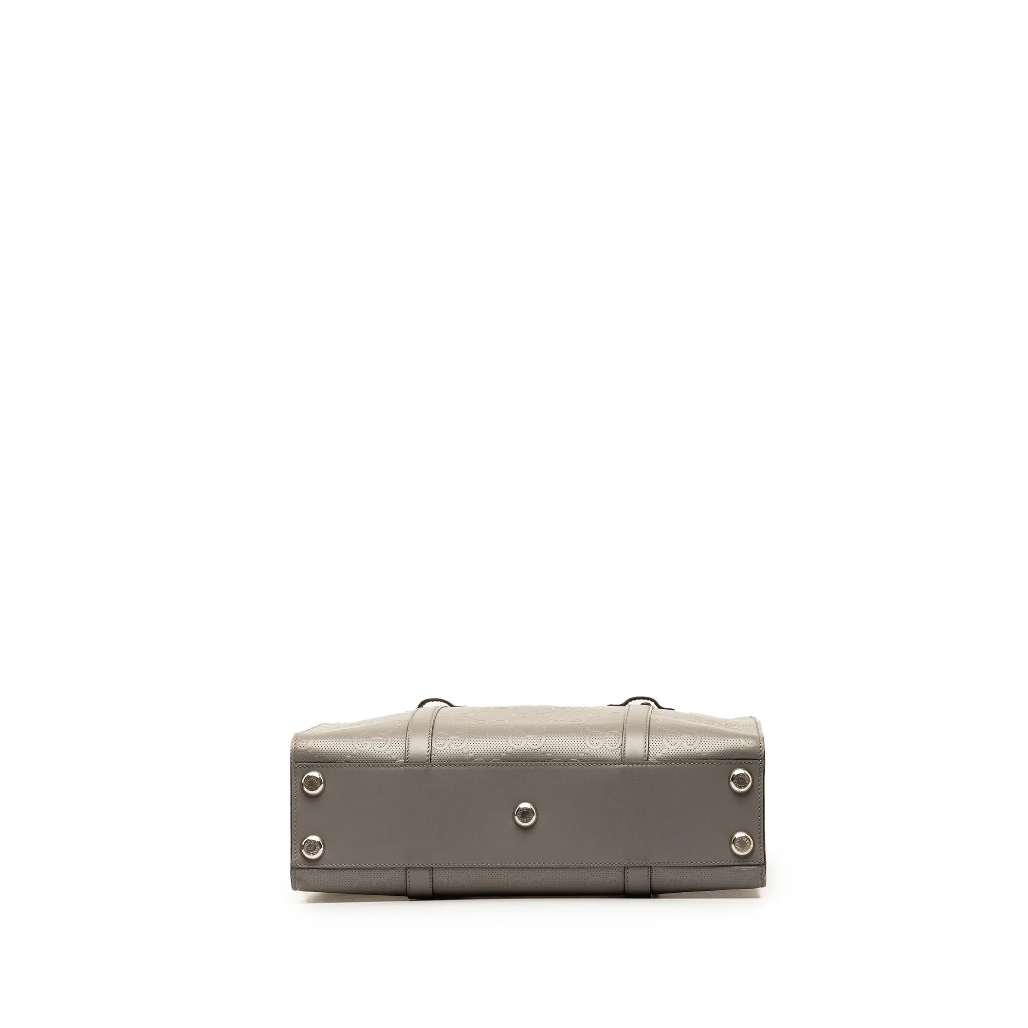 Gucci | Pre-Owned GG Embossed Leather Vertical Tote | Gray - Image 4