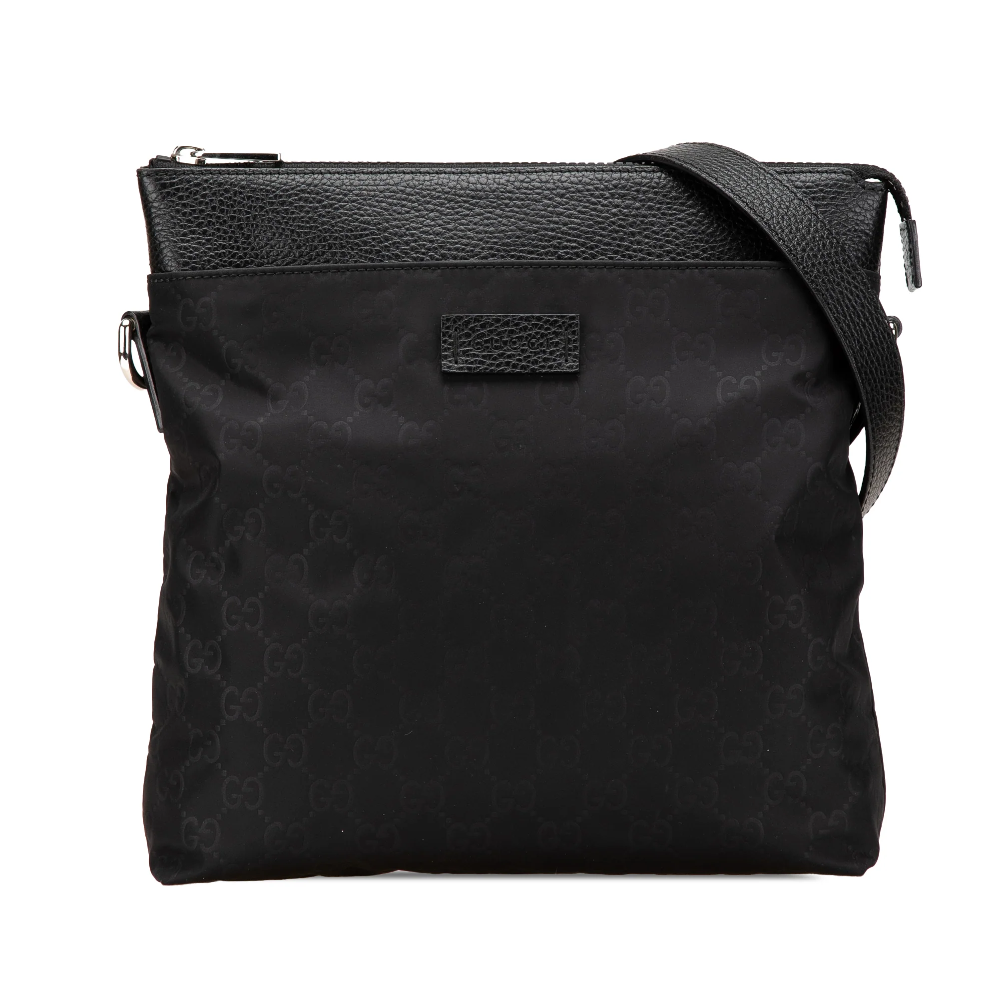 Gucci | Pre-Owned GG Nylon Flat Messenger Bag | Black