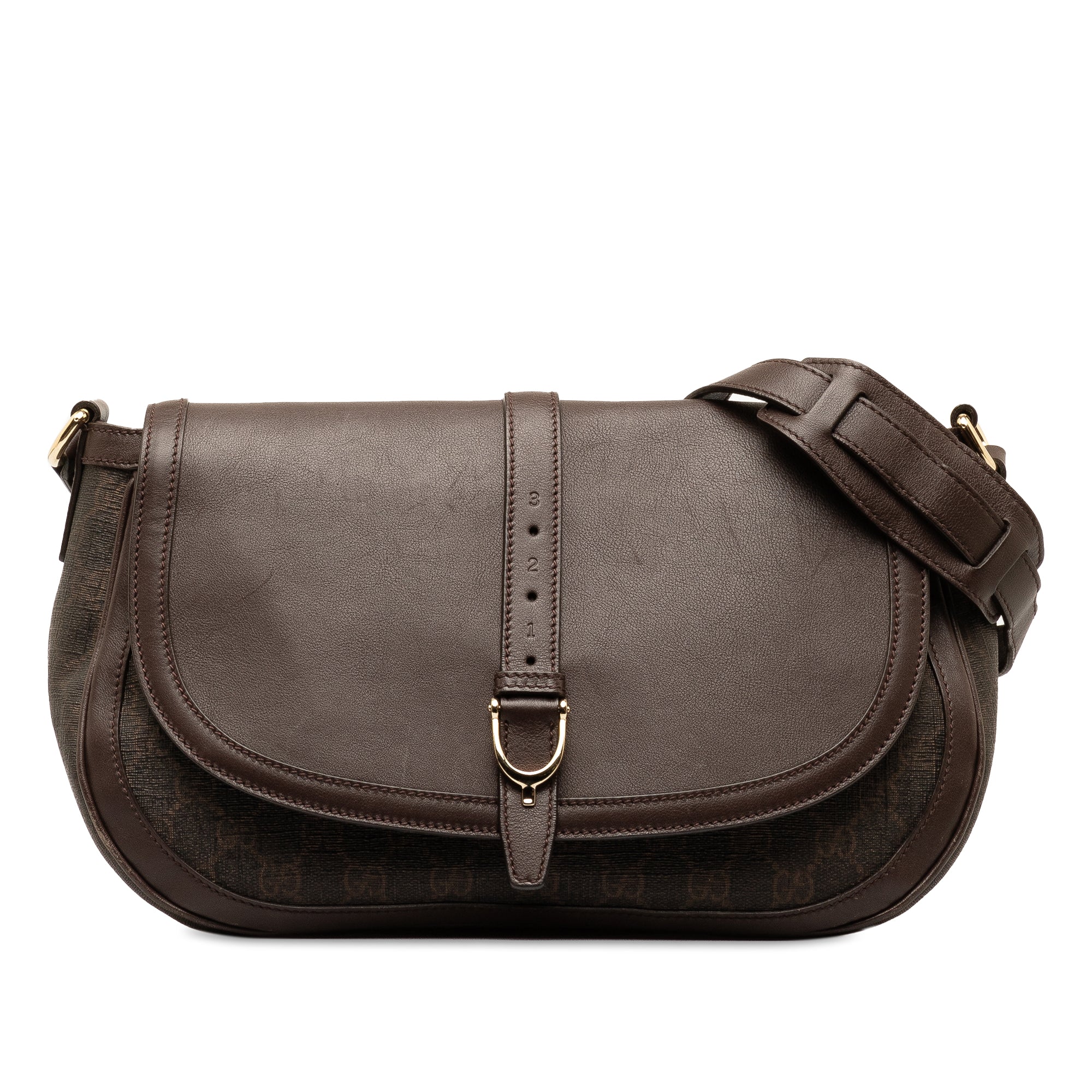 Gucci | Pre-Owned GG Supreme Stirrup Crossbody | Brown/Dark Brown