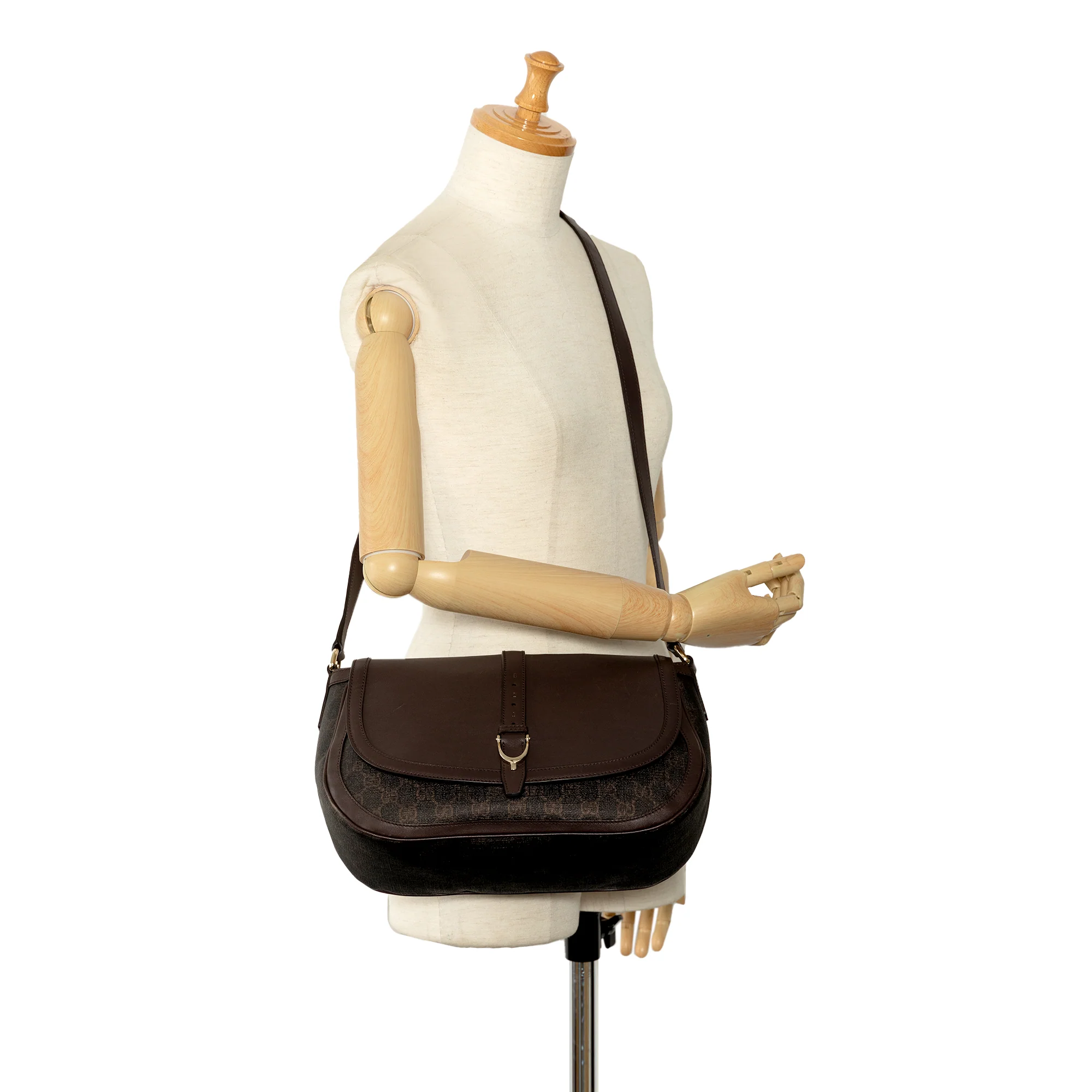 Gucci | Pre-Owned GG Supreme Stirrup Crossbody | Brown/Dark Brown - Image 3