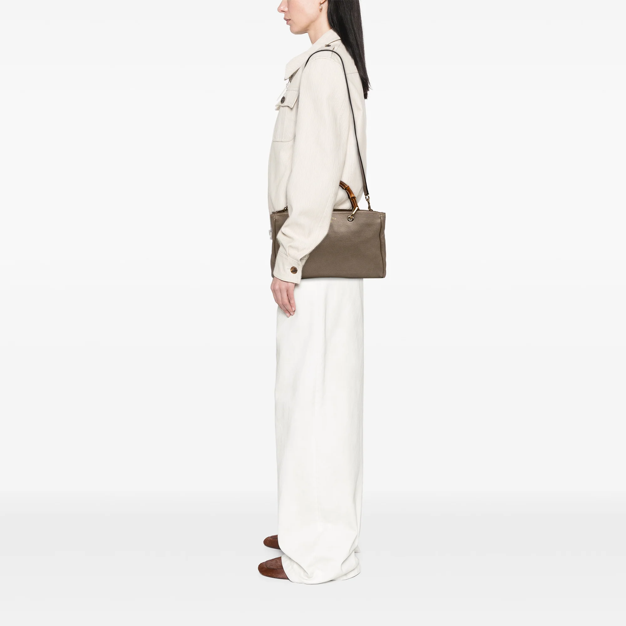 Gucci | Pre-Owned Medium Calfskin Bamboo Shopper Satchel | Gold - Image 4