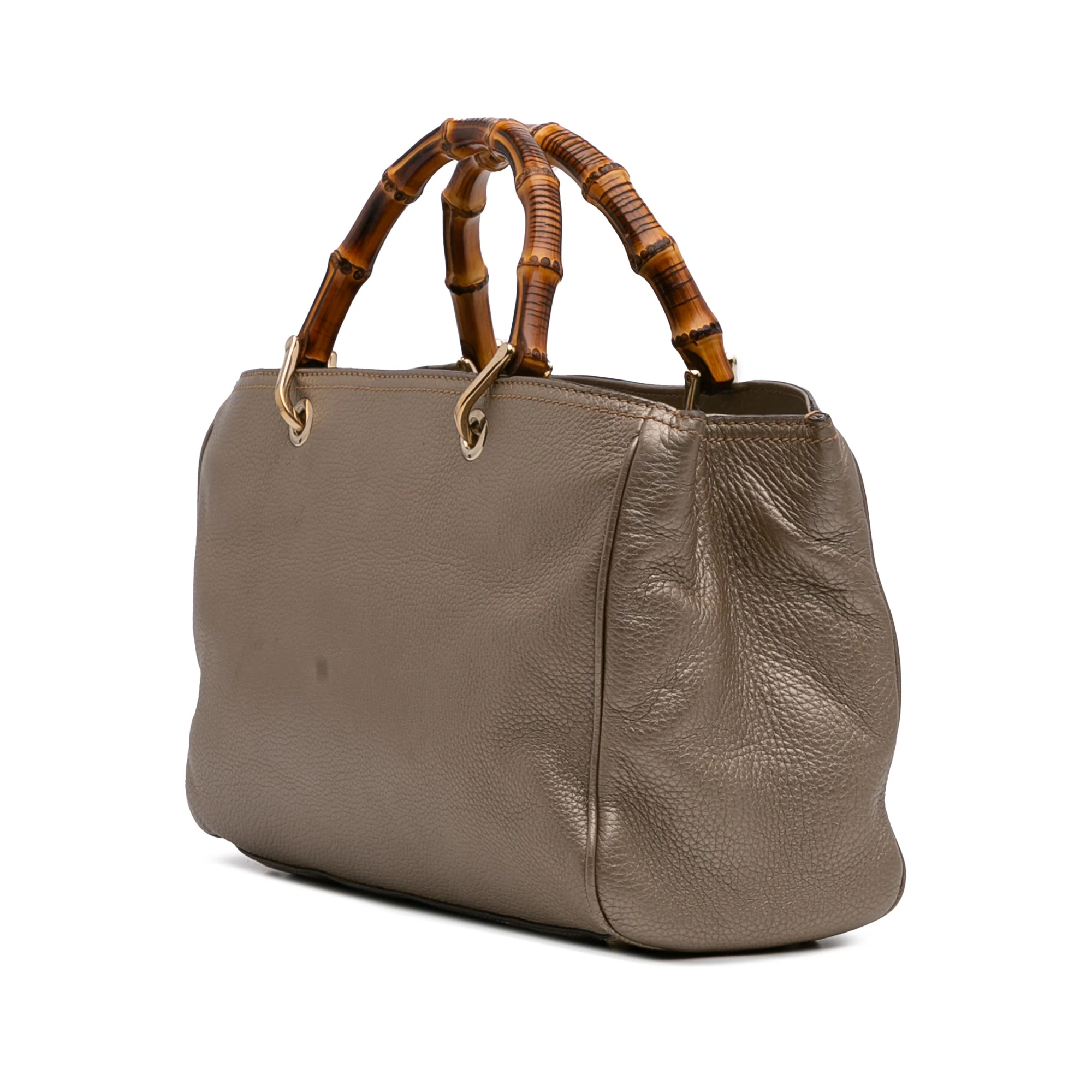Gucci | Pre-Owned Medium Calfskin Bamboo Shopper Satchel | Gold - Image 5