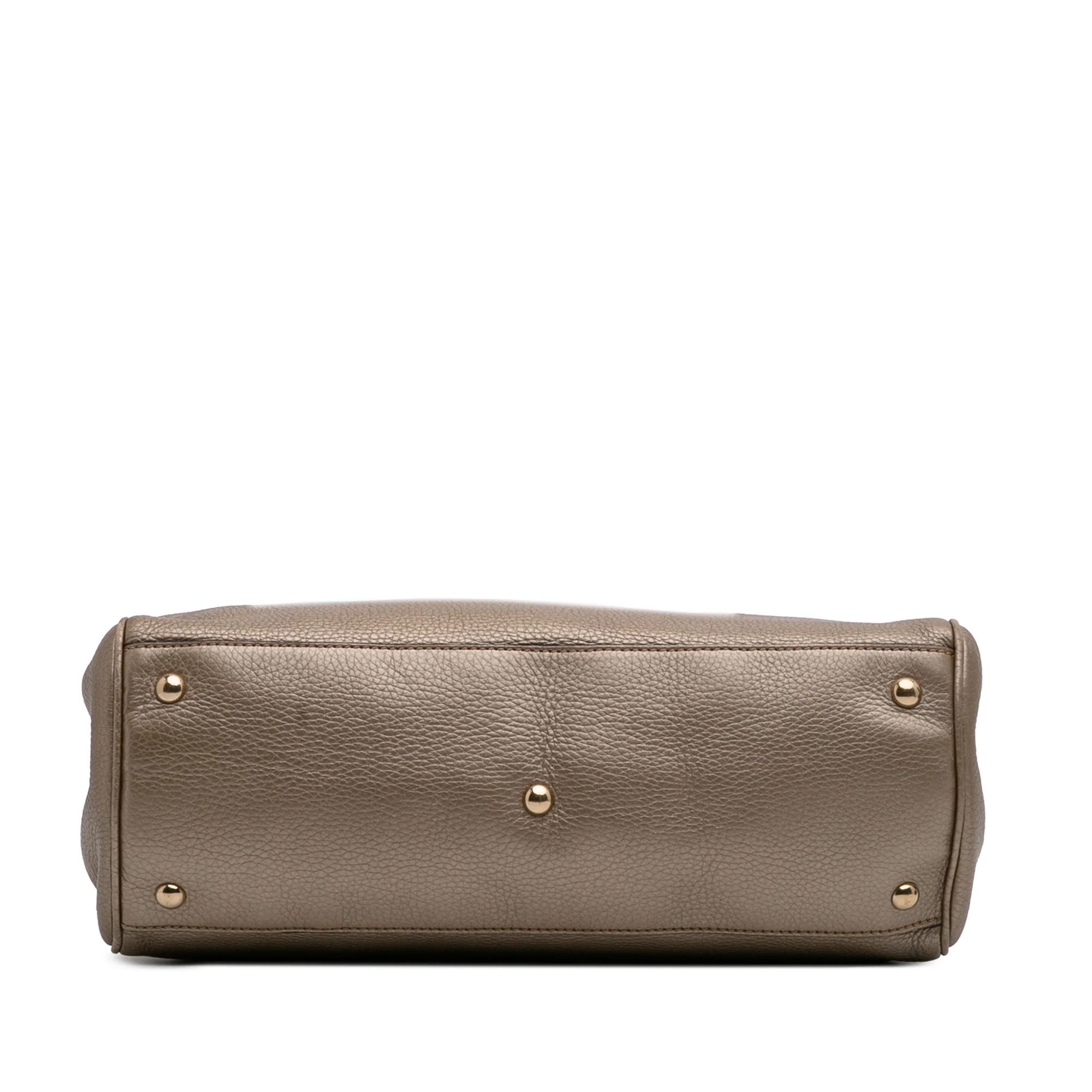 Gucci | Pre-Owned Medium Calfskin Bamboo Shopper Satchel | Gold - Image 6