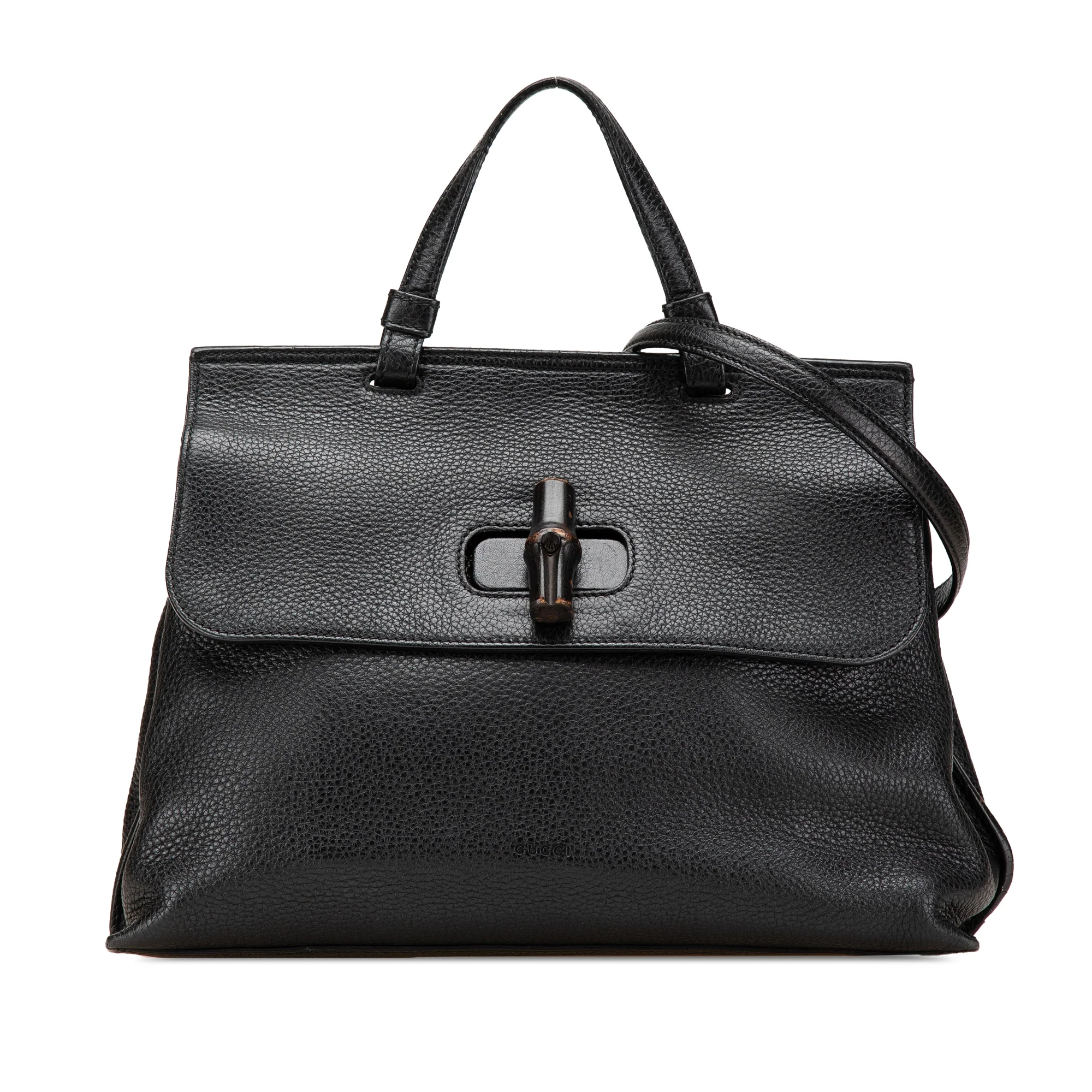 Gucci | Pre-Owned Medium Leather Bamboo Daily Satchel | Black