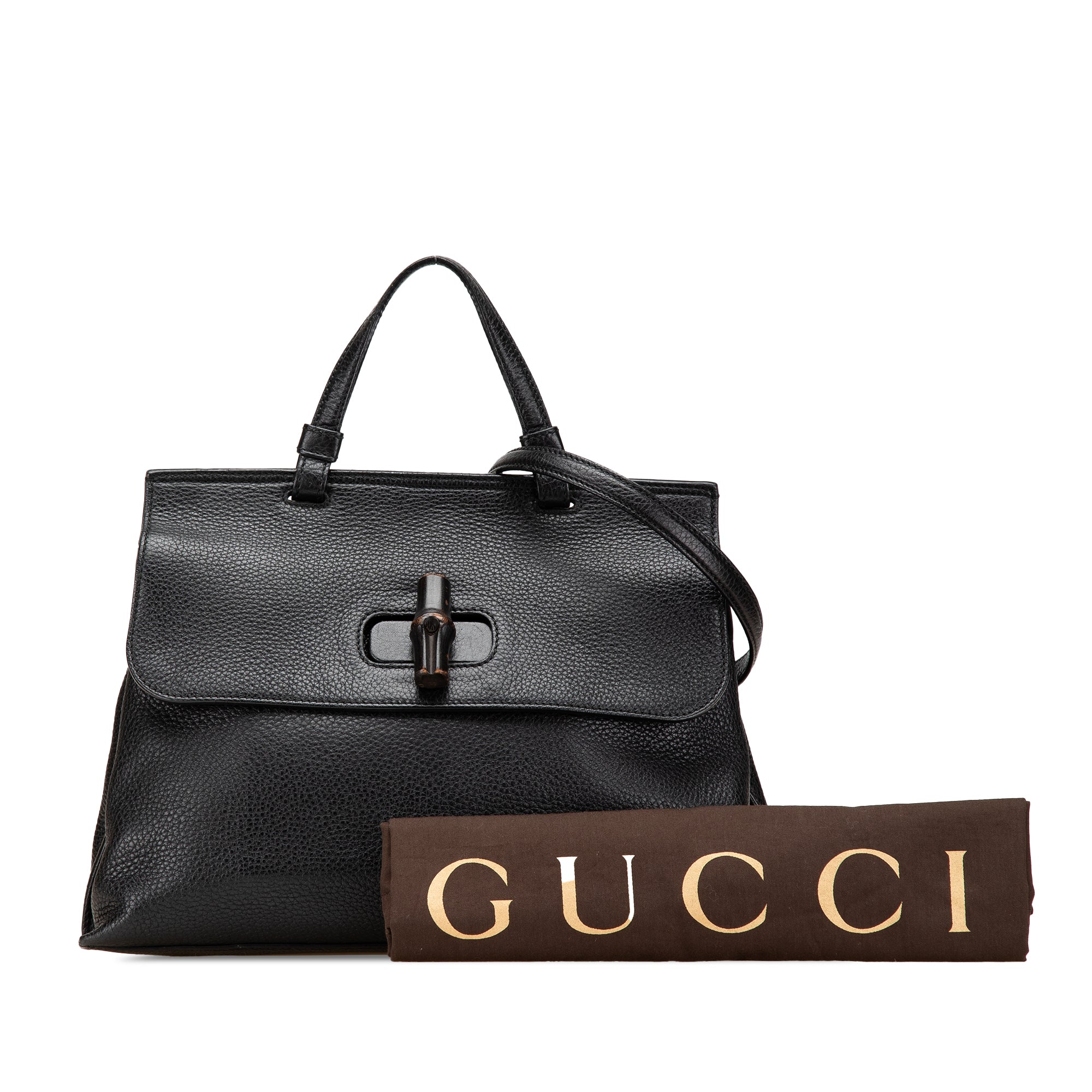 Gucci | Pre-Owned Medium Leather Bamboo Daily Satchel | Black - Image 5