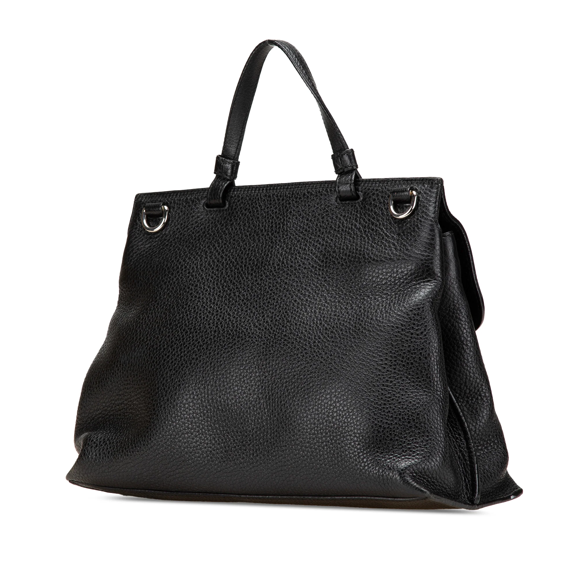 Gucci | Pre-Owned Medium Leather Bamboo Daily Satchel | Black - Image 6