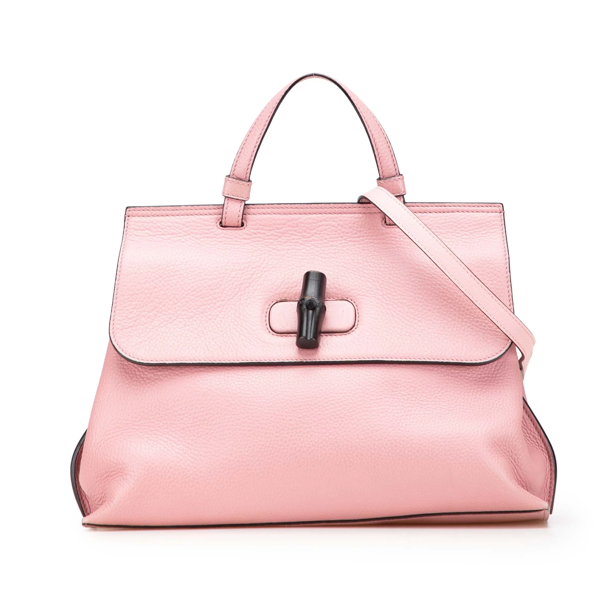 Gucci | Pre-Owned Medium Leather Bamboo Daily Satchel | Pink