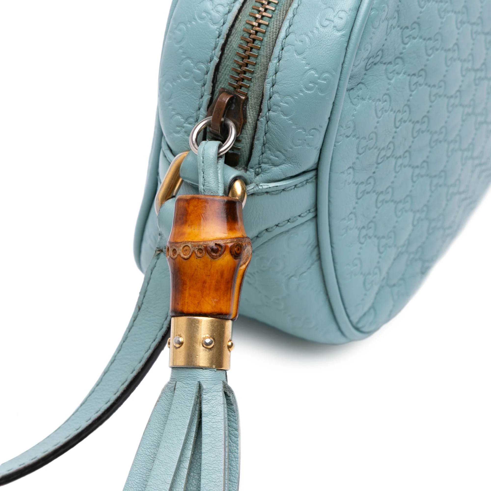 Gucci | Pre-Owned Microguccissima Sunshine Disco Camera Bag | Blue/Light Blue - Image 7