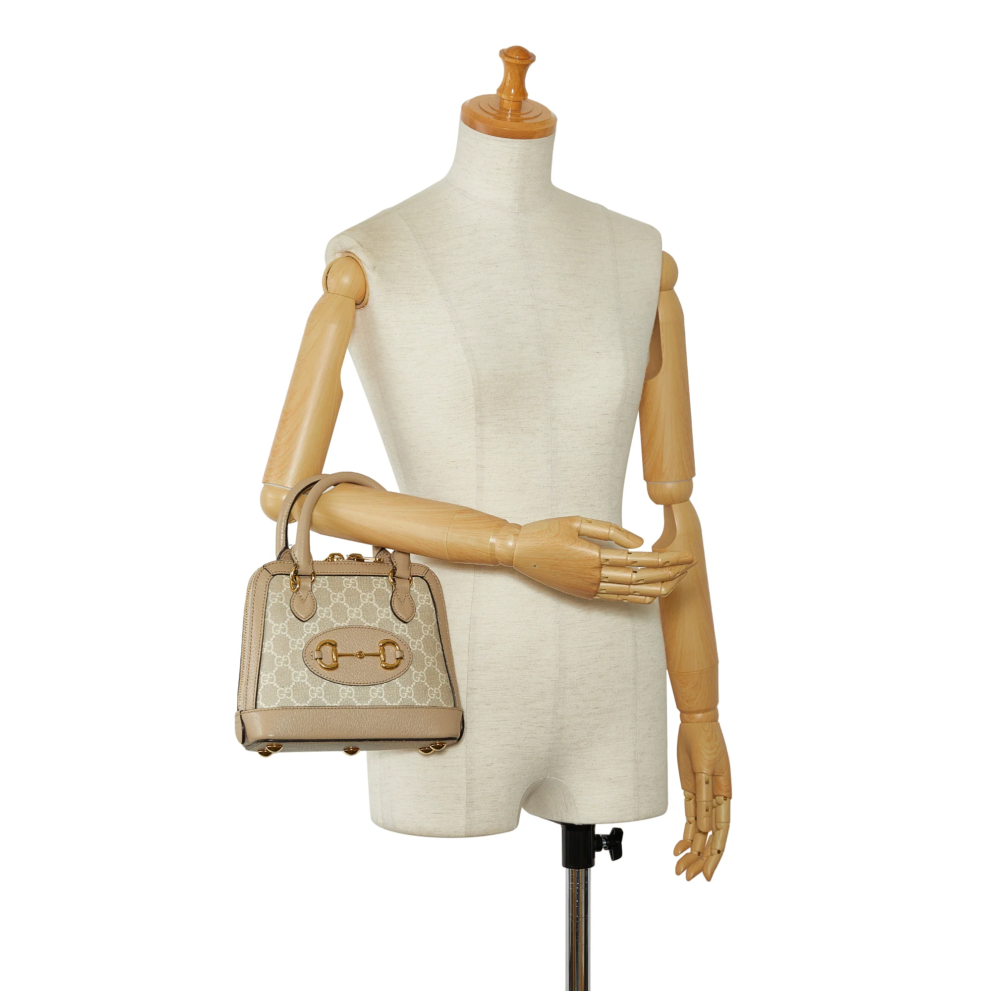 Gucci | Pre-Owned Mini GG Supreme Horsebit 1955 Satchel | Beige - Image 2