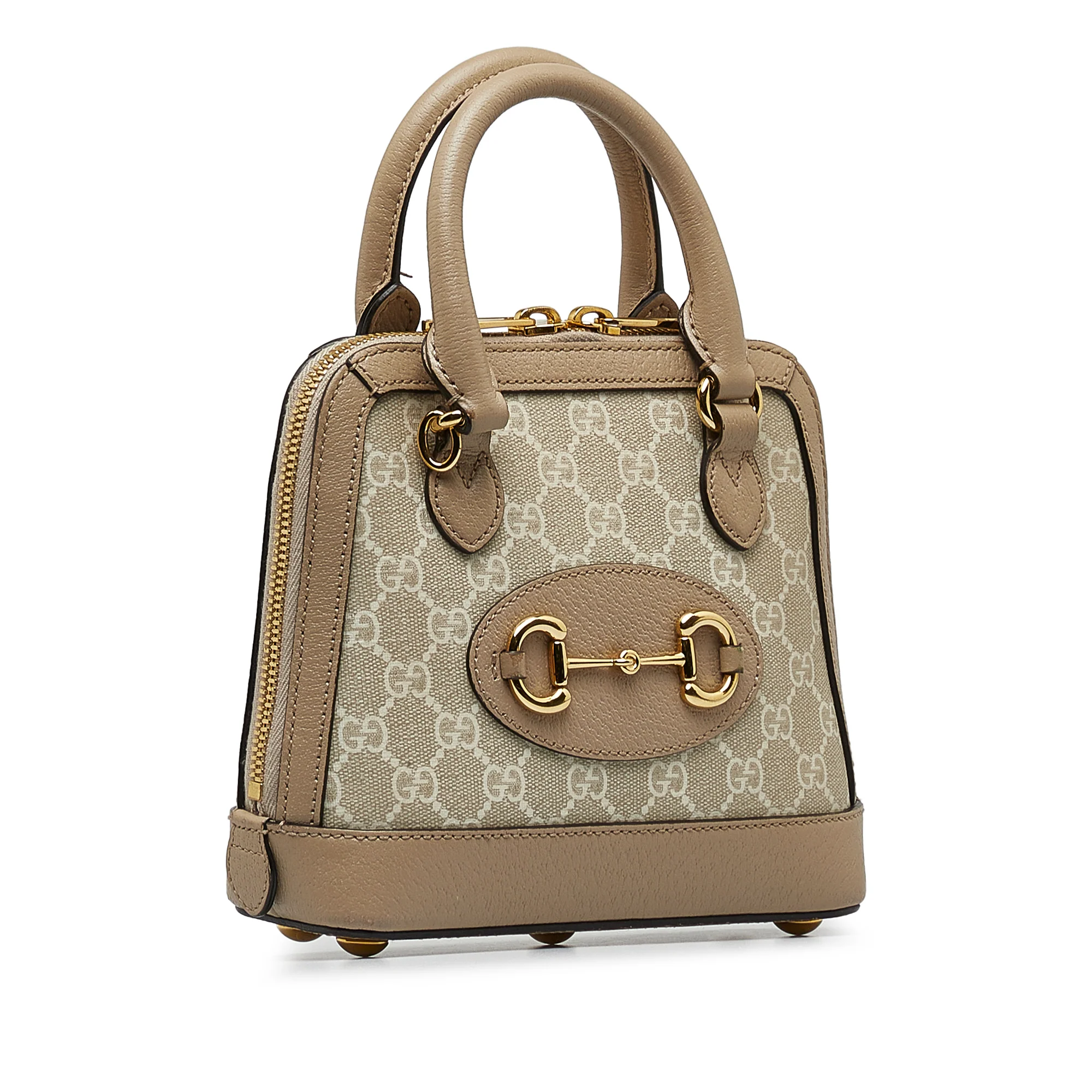 Gucci | Pre-Owned Mini GG Supreme Horsebit 1955 Satchel | Beige - Image 3