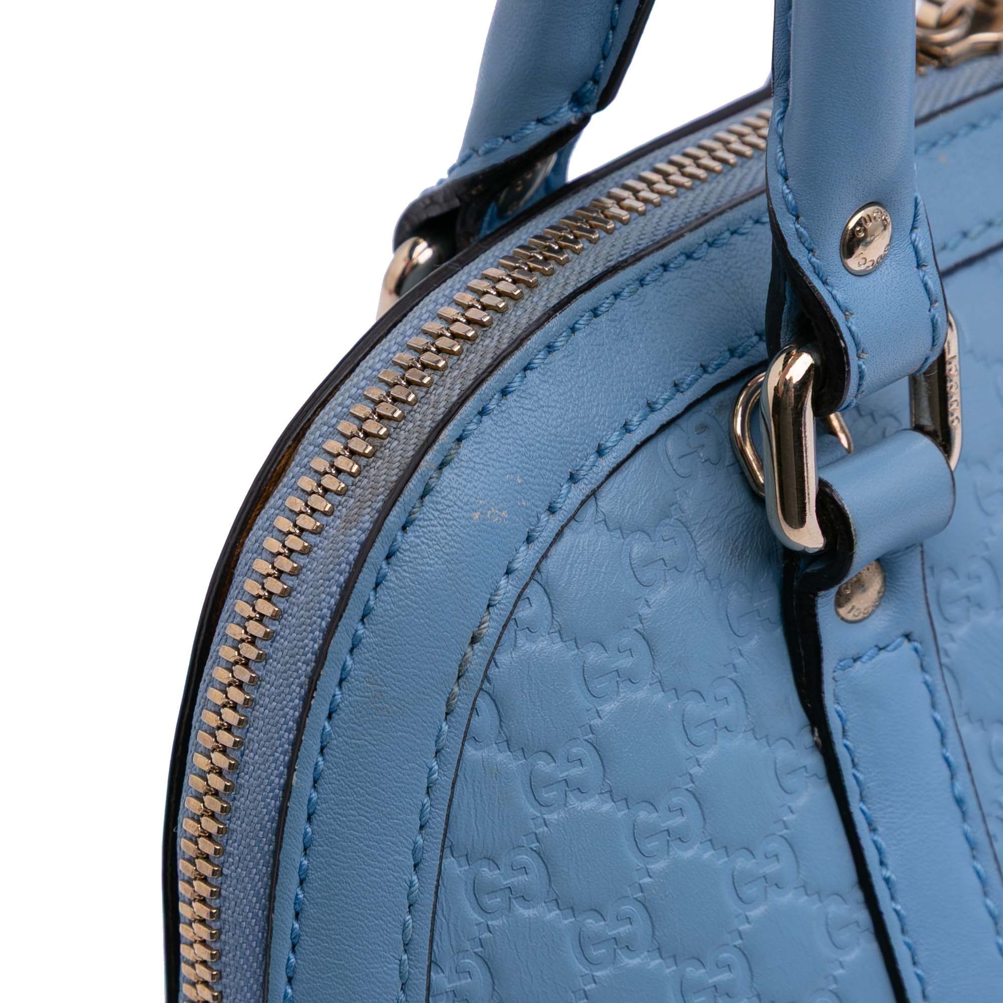 Gucci | Pre-Owned Mini Microguccissima Dome Satchel | Blue/Light Blue - Image 11
