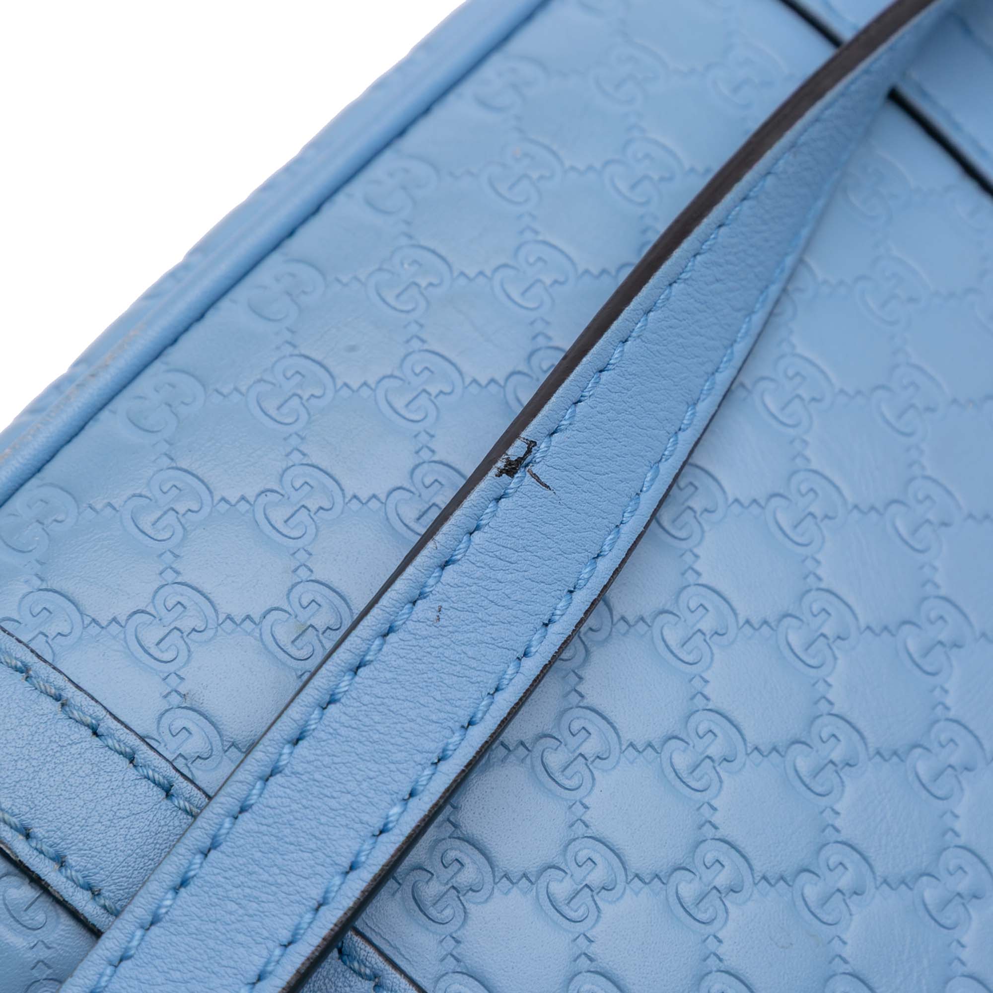 Gucci | Pre-Owned Mini Microguccissima Dome Satchel | Blue/Light Blue - Image 3