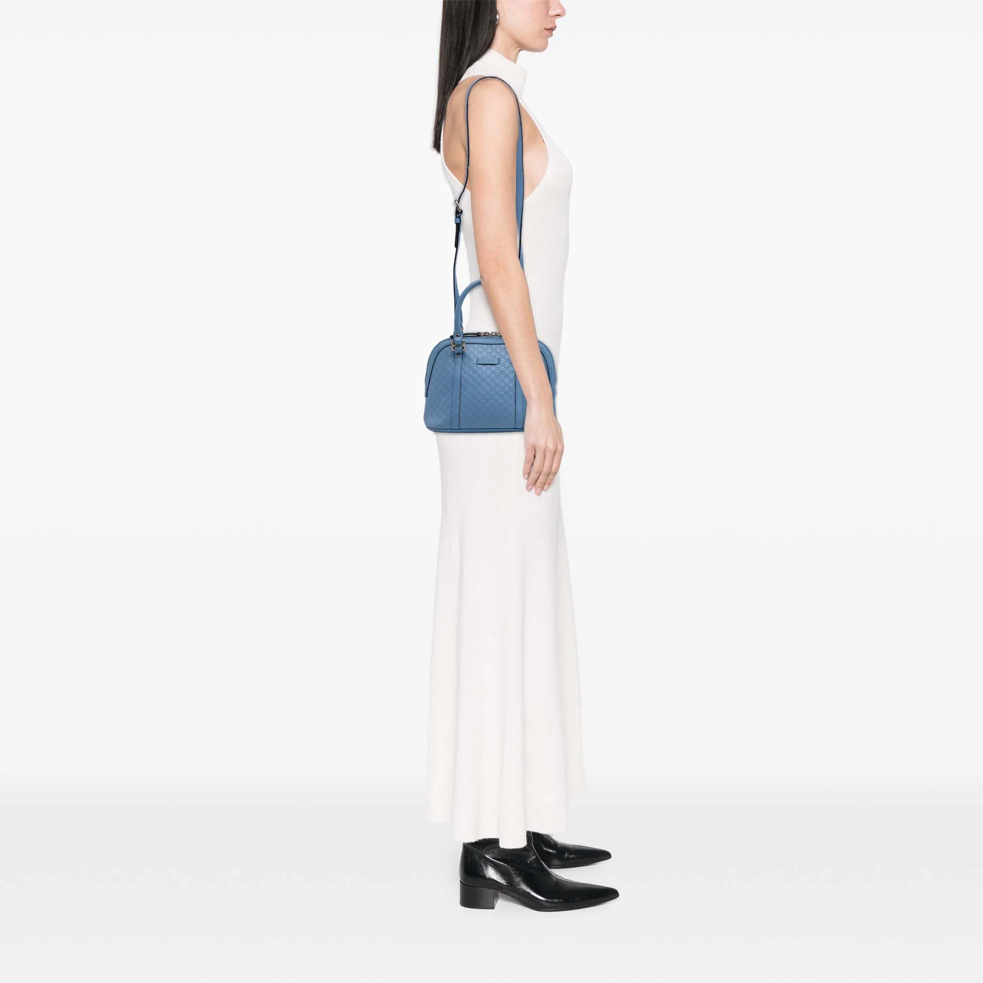 Gucci | Pre-Owned Mini Microguccissima Dome Satchel | Blue/Light Blue - Image 5
