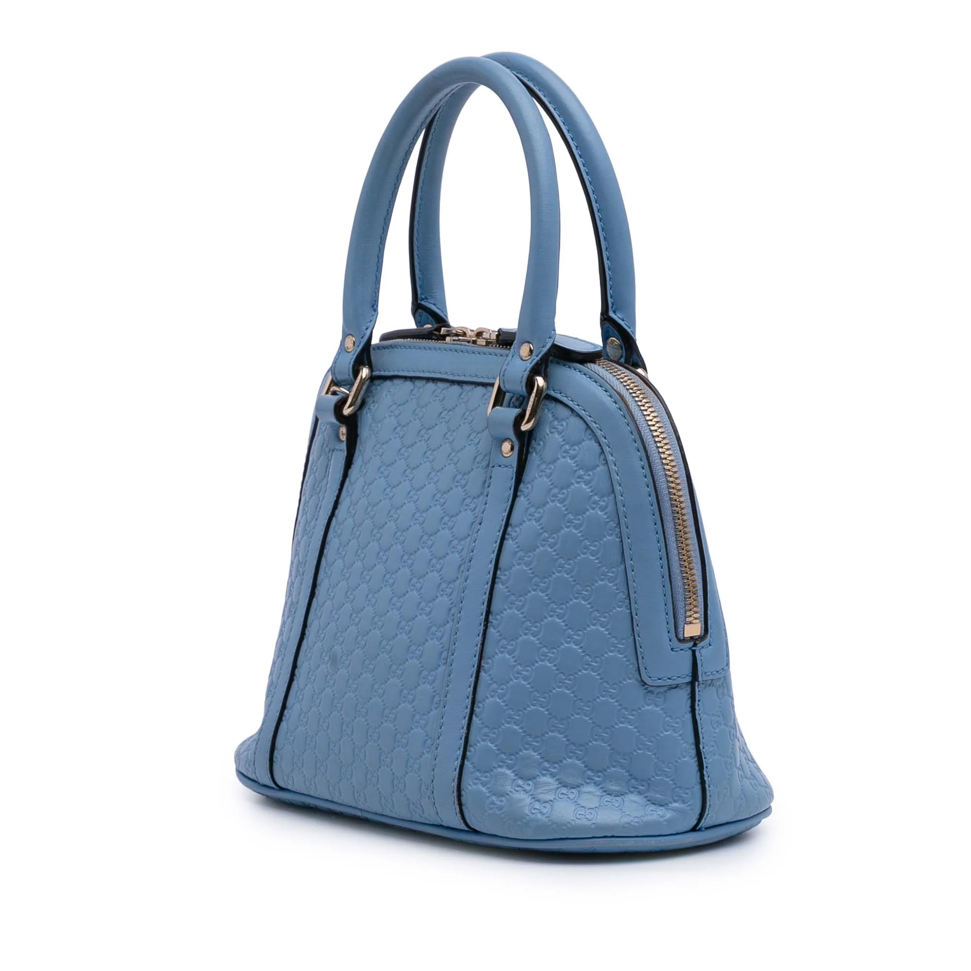 Gucci | Pre-Owned Mini Microguccissima Dome Satchel | Blue/Light Blue - Image 6