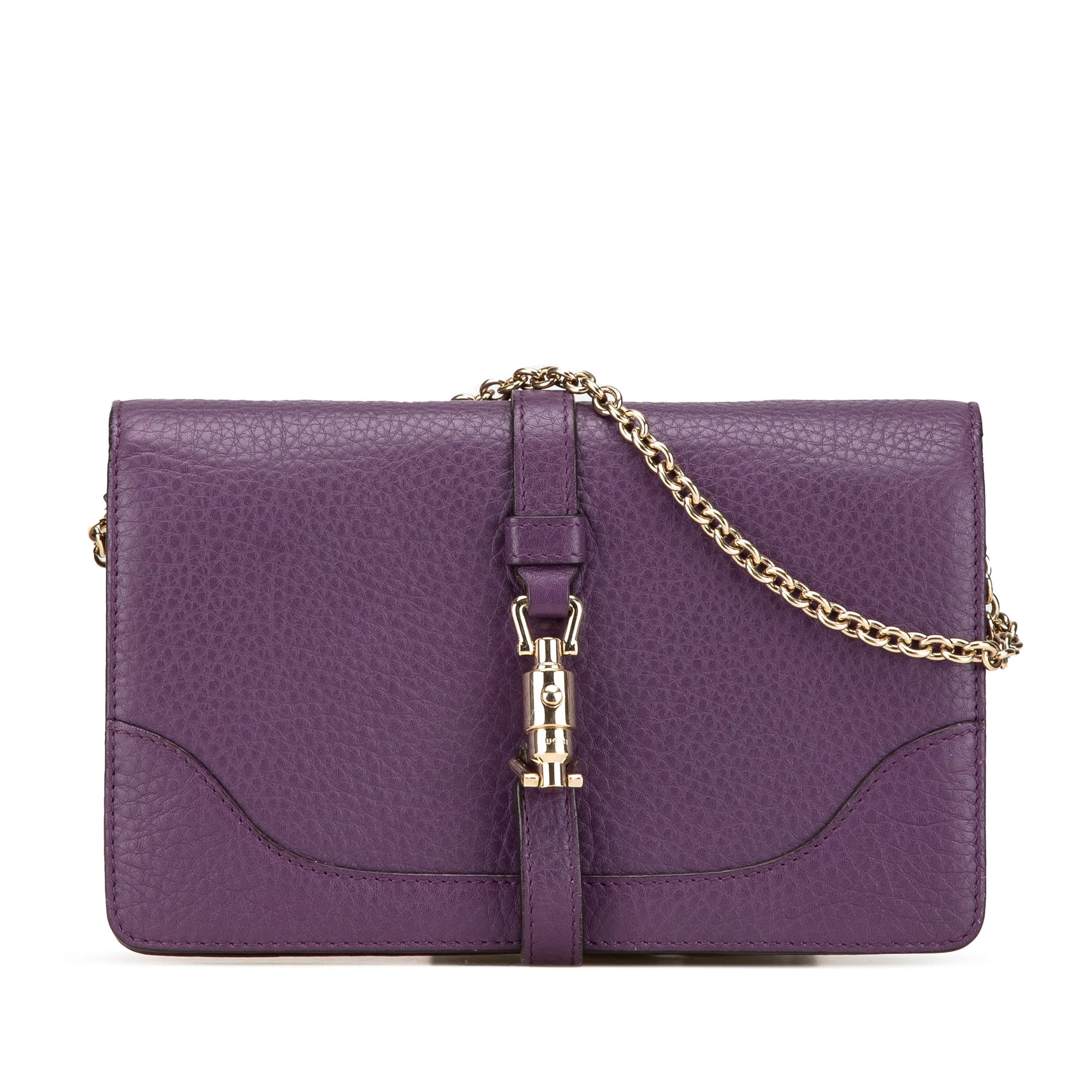 Gucci | Pre-Owned Pebbled Calfskin Piston Broadway Evening Bag | Purple