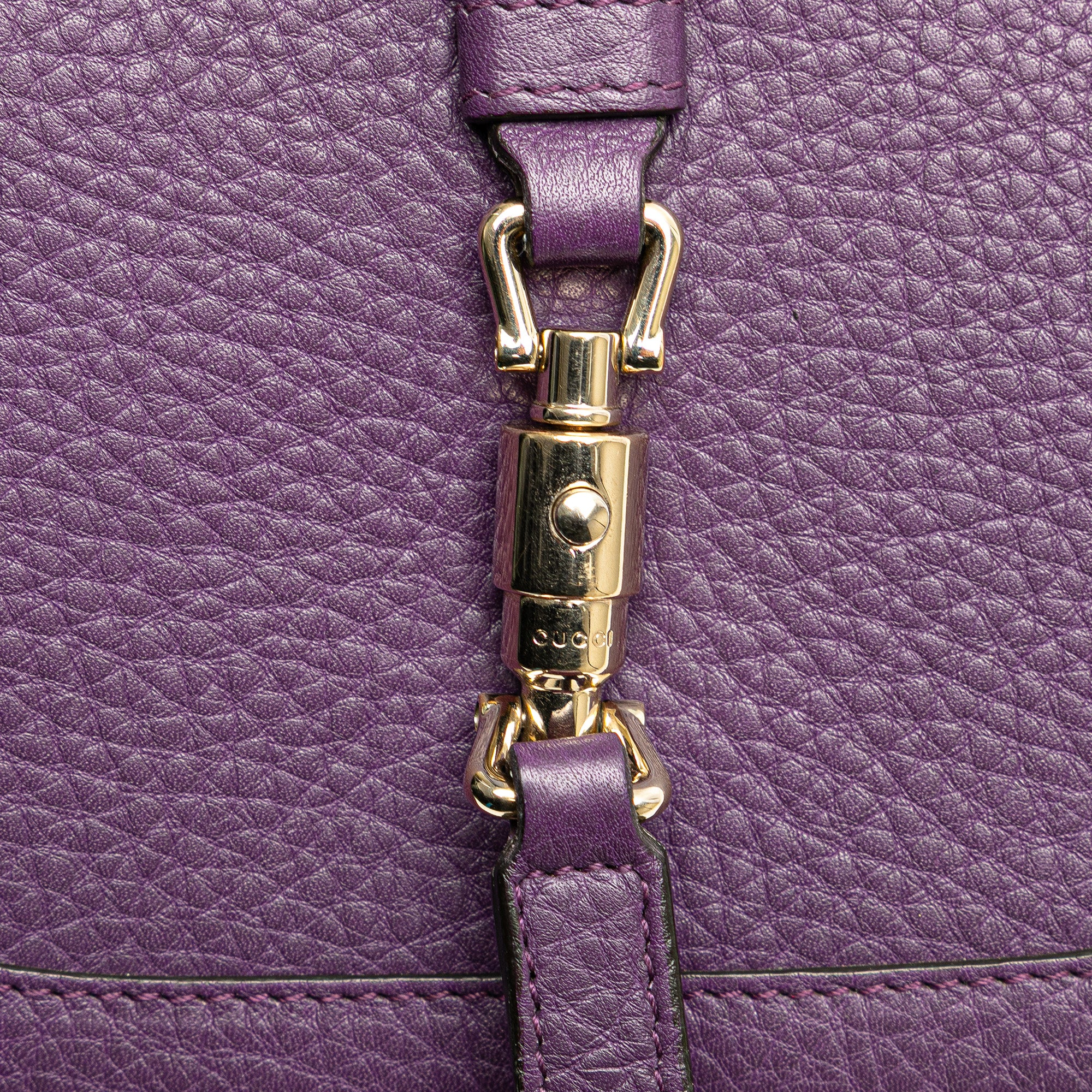 Gucci | Pre-Owned Pebbled Calfskin Piston Broadway Evening Bag | Purple - Image 2