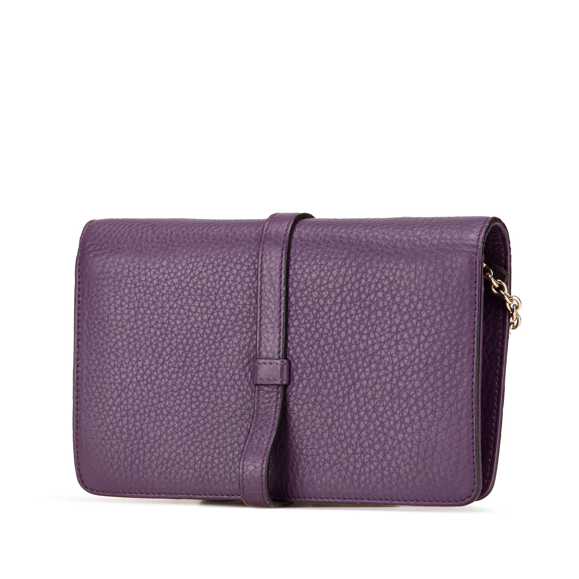 Gucci | Pre-Owned Pebbled Calfskin Piston Broadway Evening Bag | Purple - Image 5