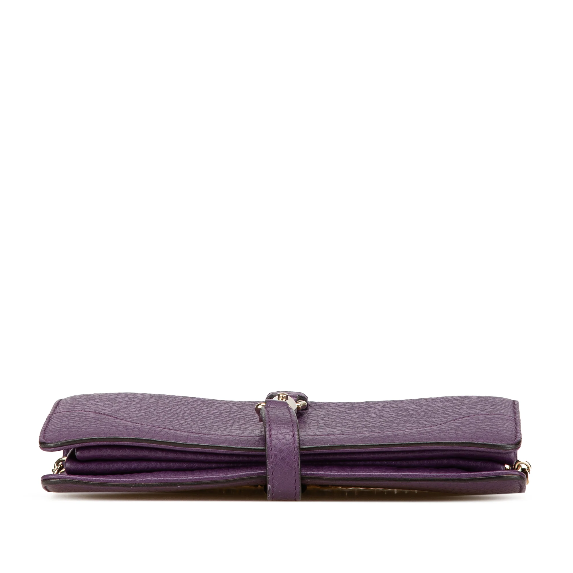 Gucci | Pre-Owned Pebbled Calfskin Piston Broadway Evening Bag | Purple - Image 6