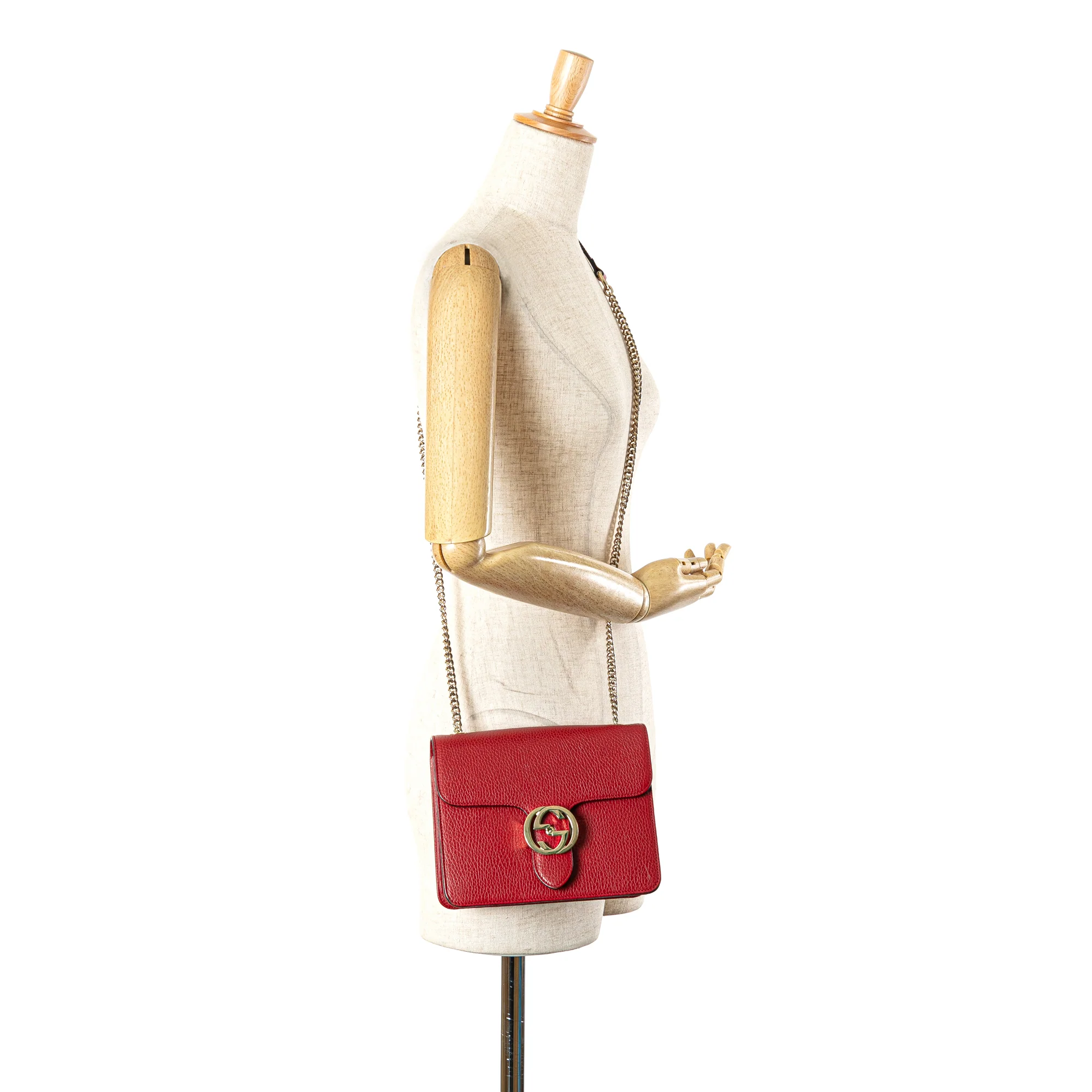 Gucci | Pre-Owned Small Dollar Calfskin Interlocking G Crossbody - II | Red - Image 3